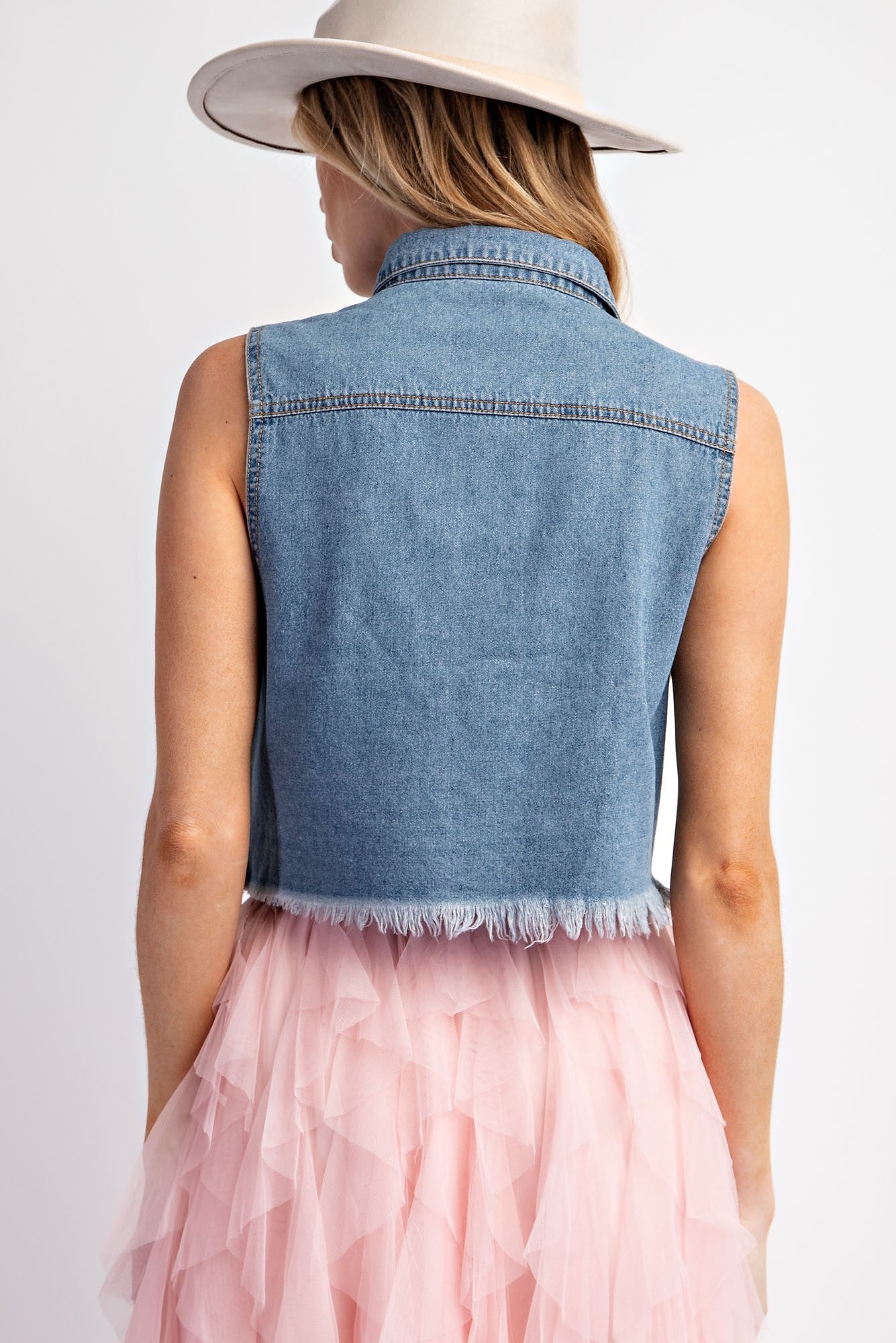 Serena Denim Cropped Top