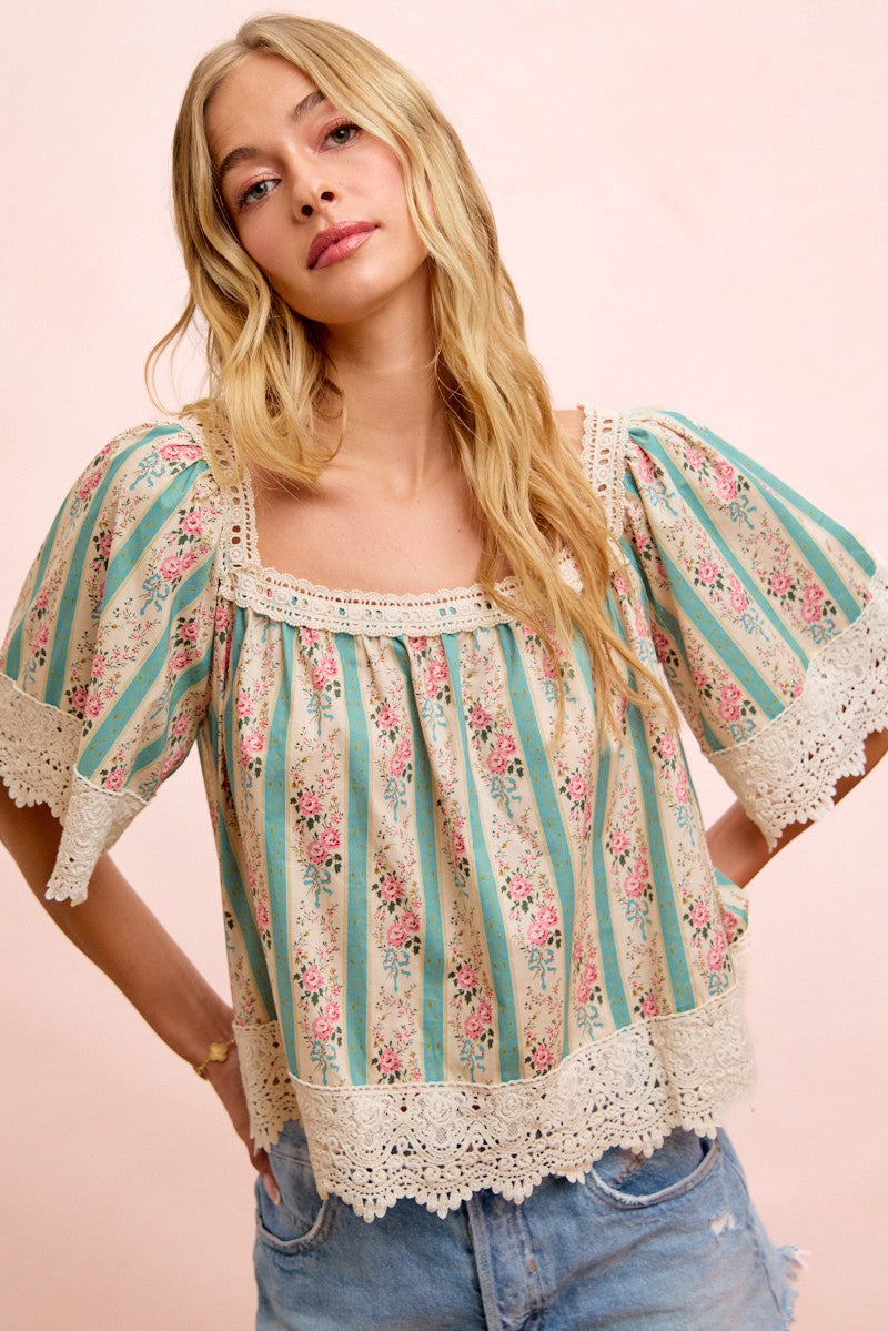 Saylor Floral & Lace Top