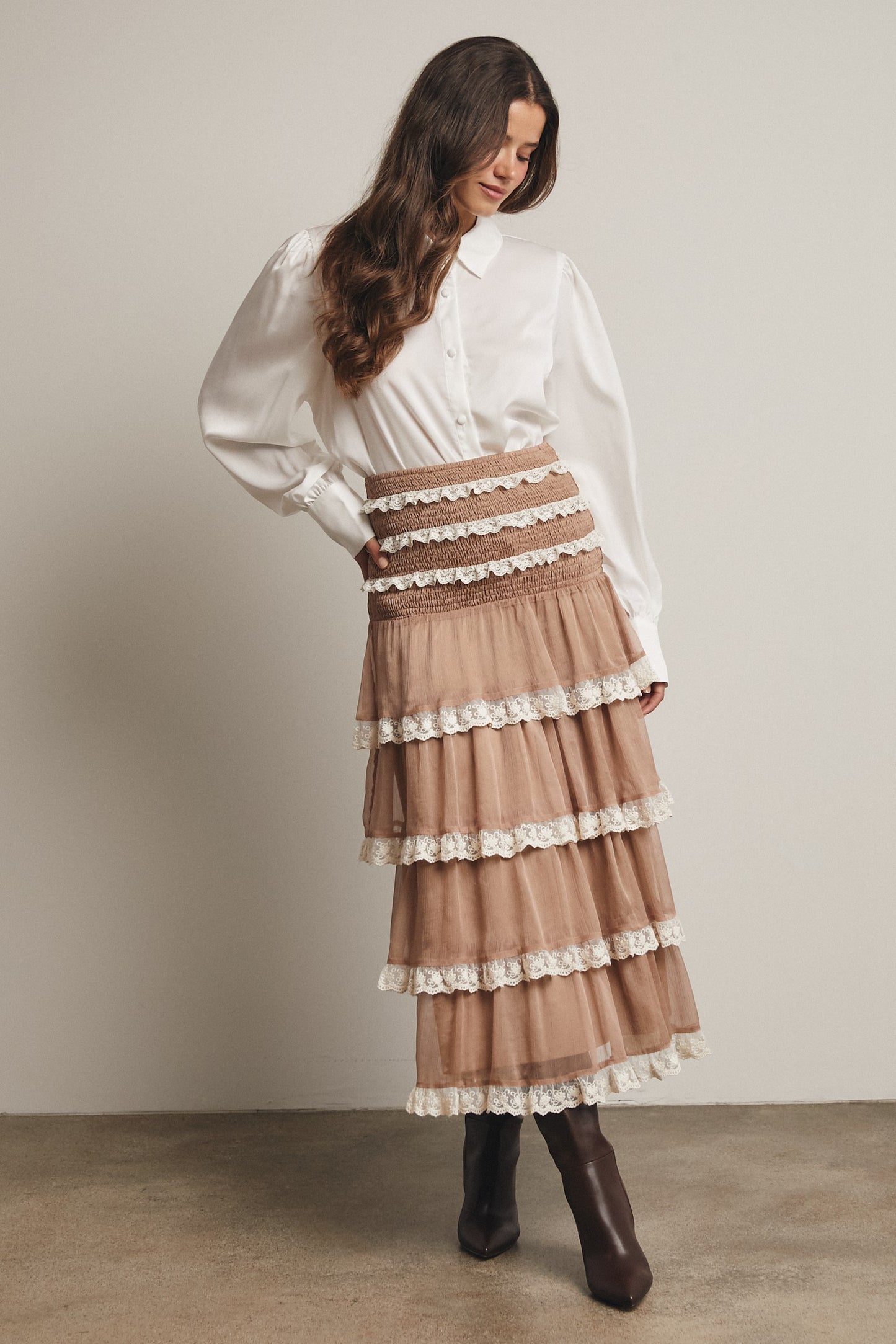Smocked Lace Trim Skirt/Dress