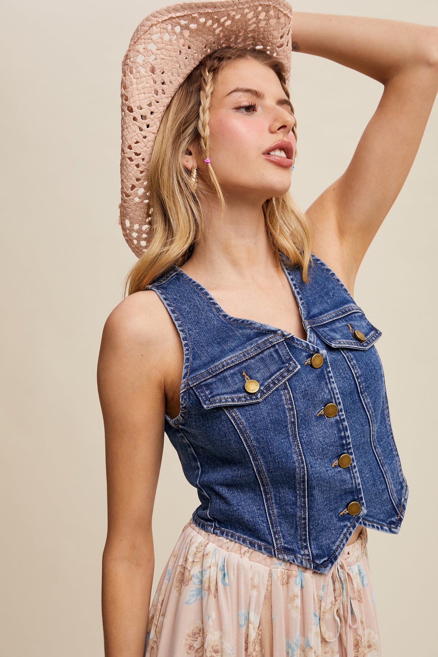 Lennon Vintage Inspired Denim Vest