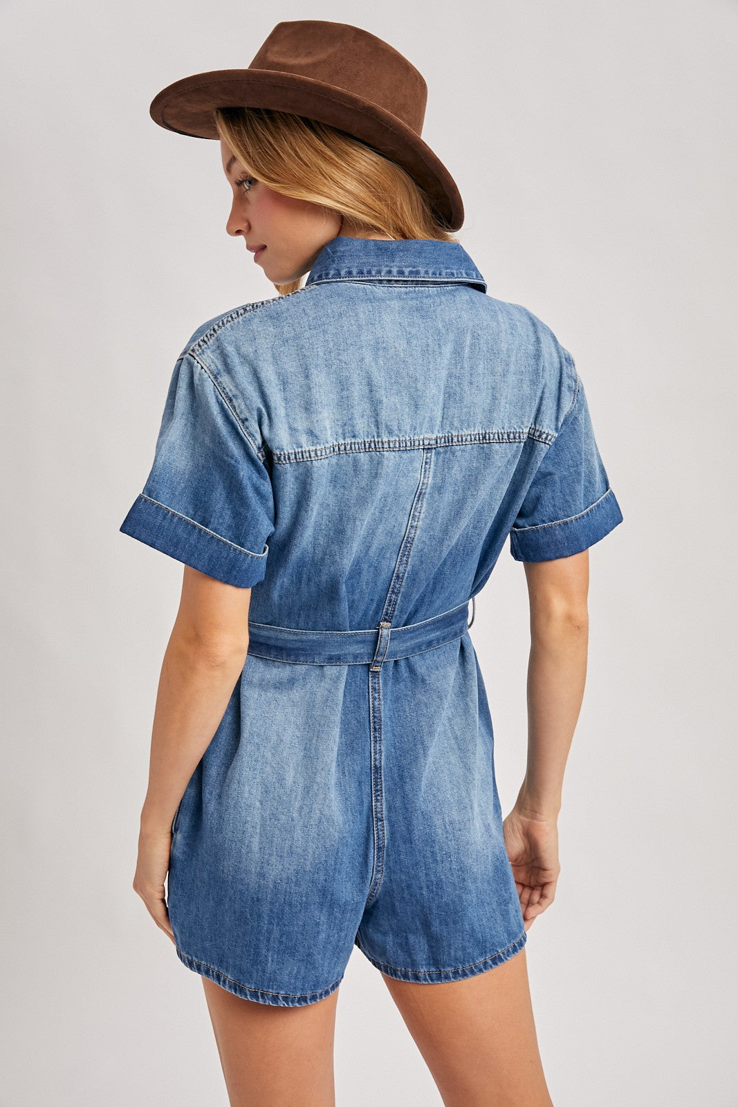 On The Go Denim Romper