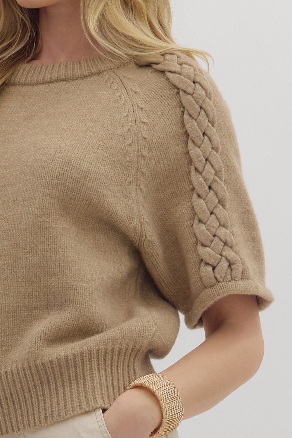 Braided Sleeve Sweater