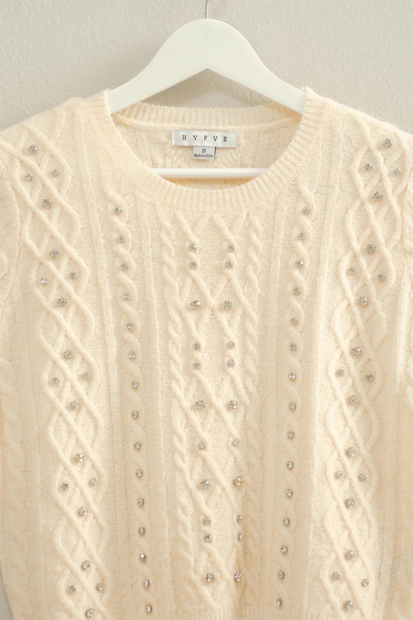 Rhinestone Studded Sweater