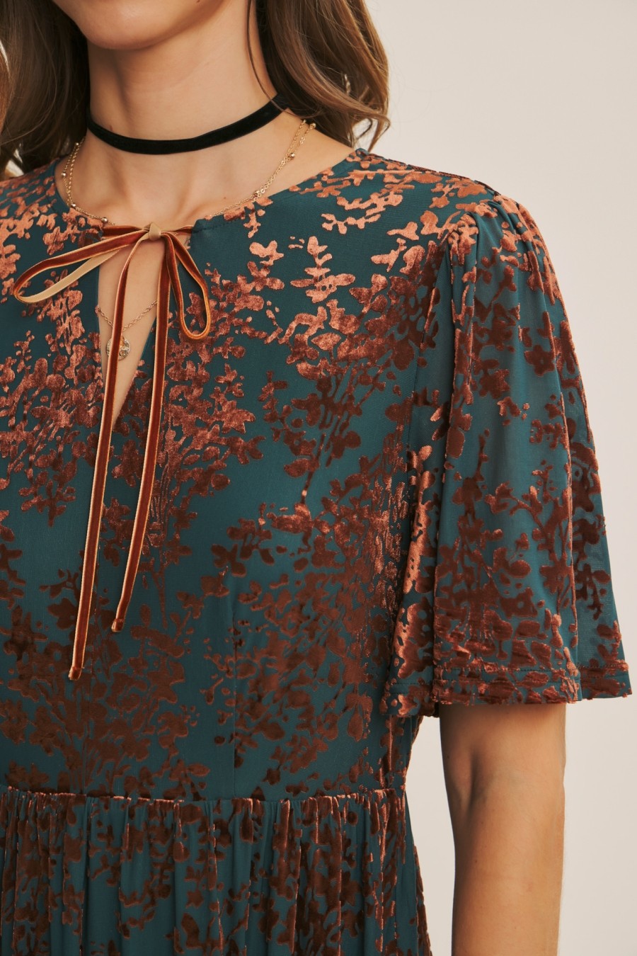 Luxurious Velvet Burnout Floral Dress
