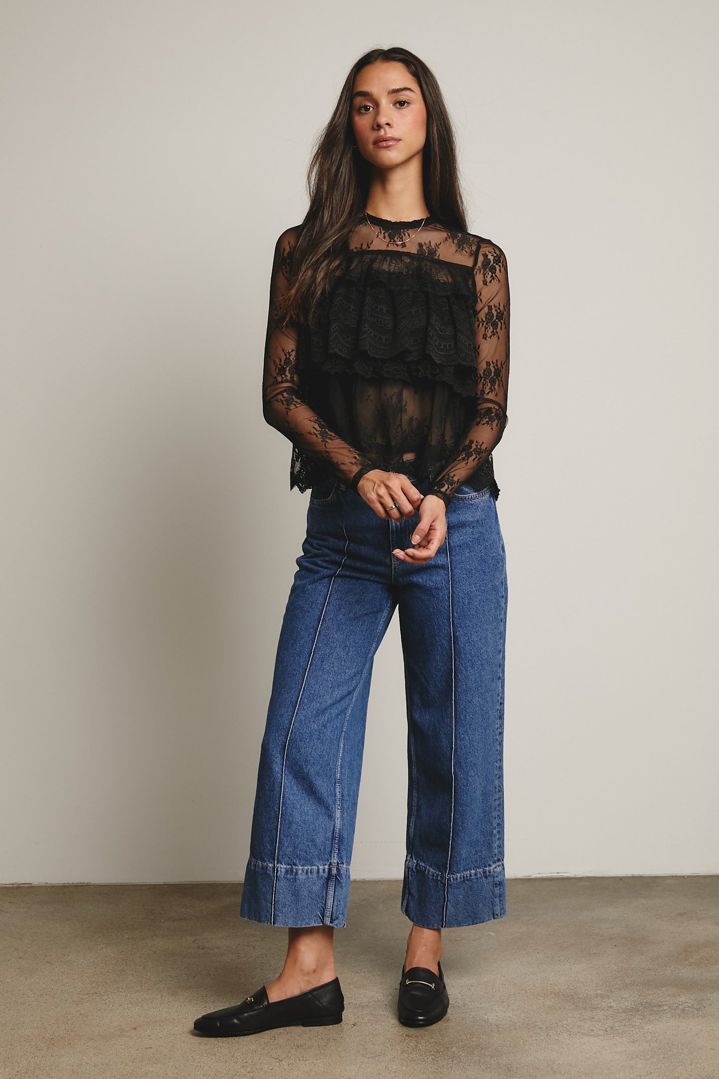 Aura Lace Ruffle Layering Blouse