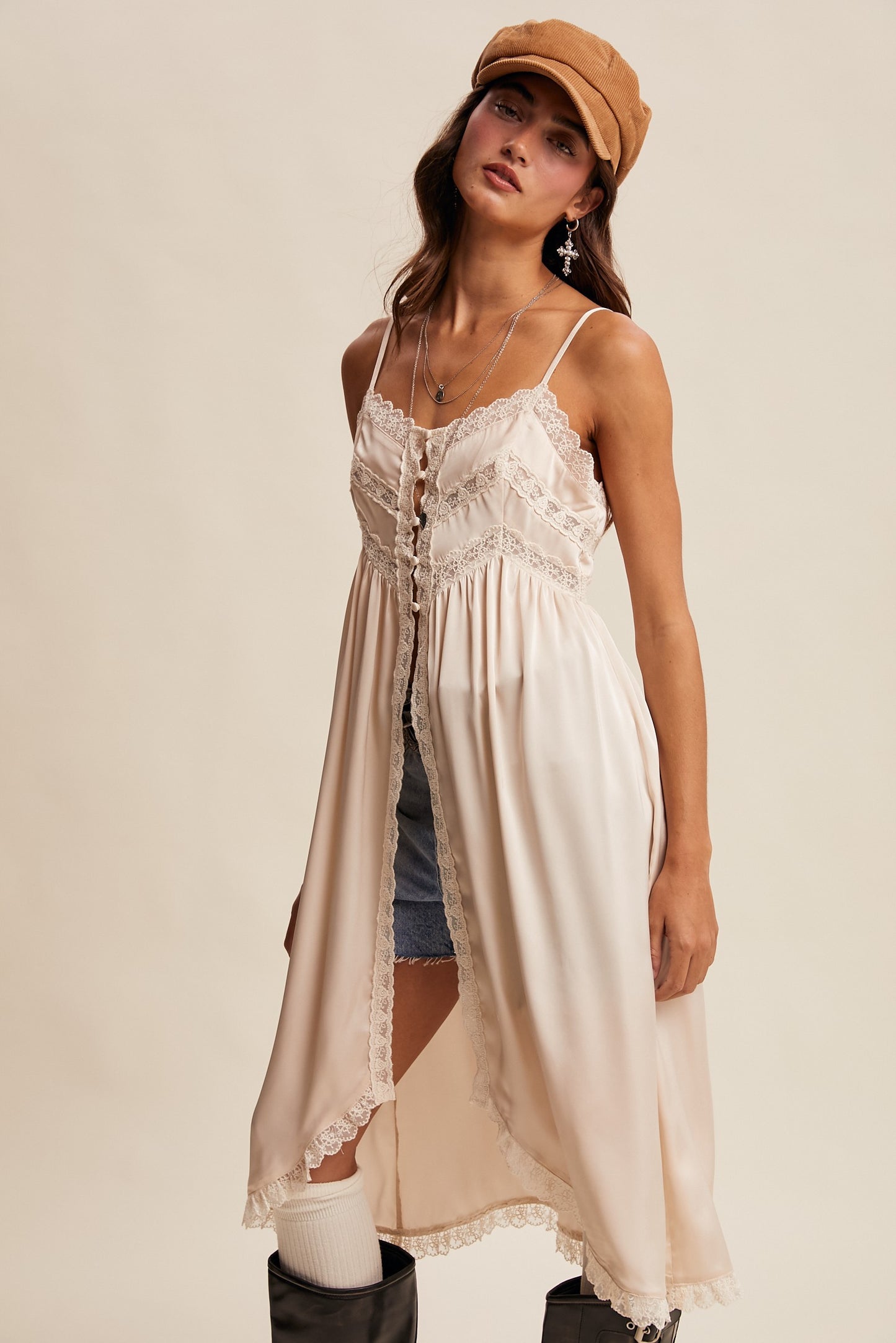 Lace Trim Maxi Cami Top