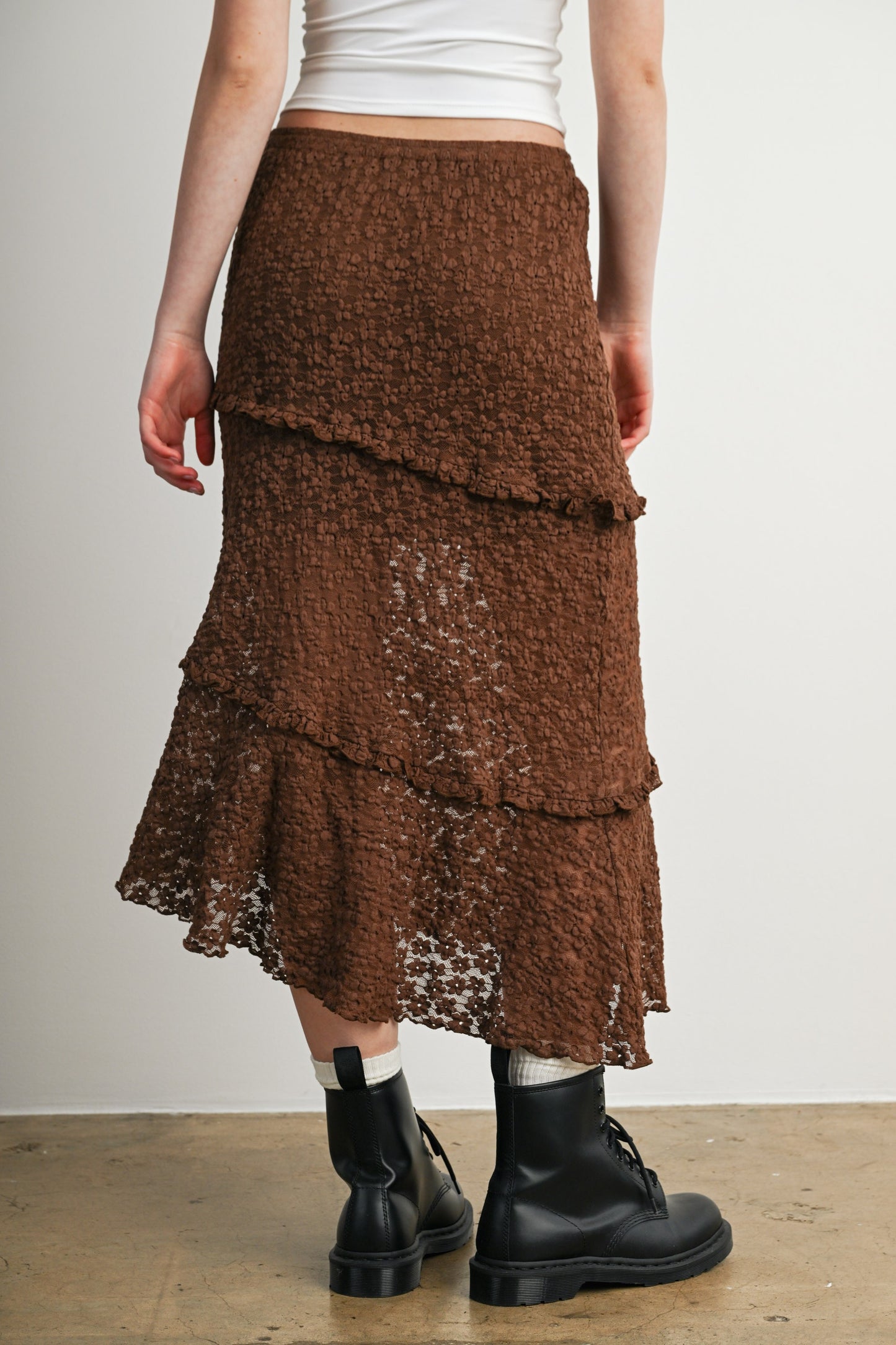 Textured Tiered Midi Skirt