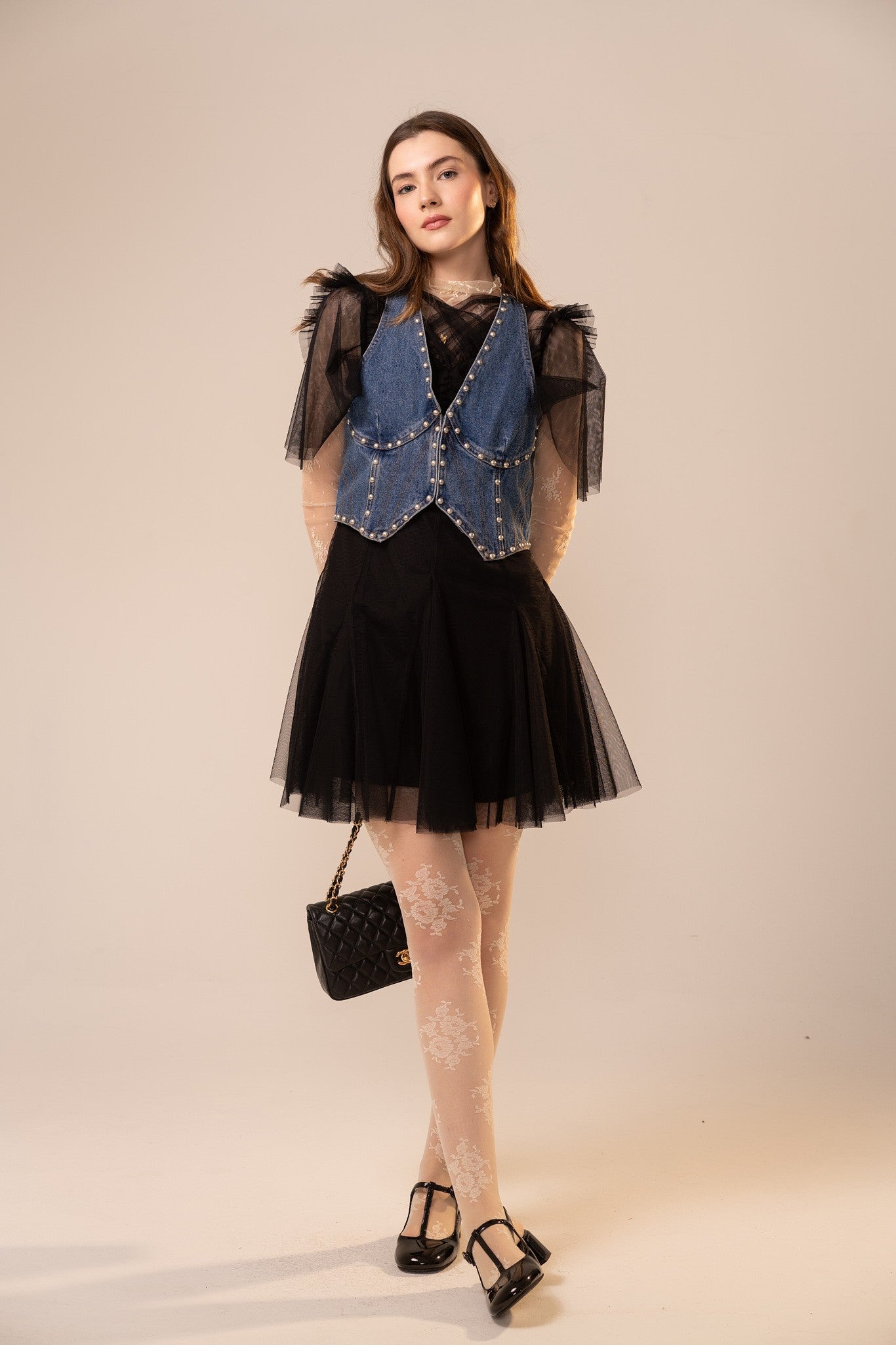 Denim Studded Vest