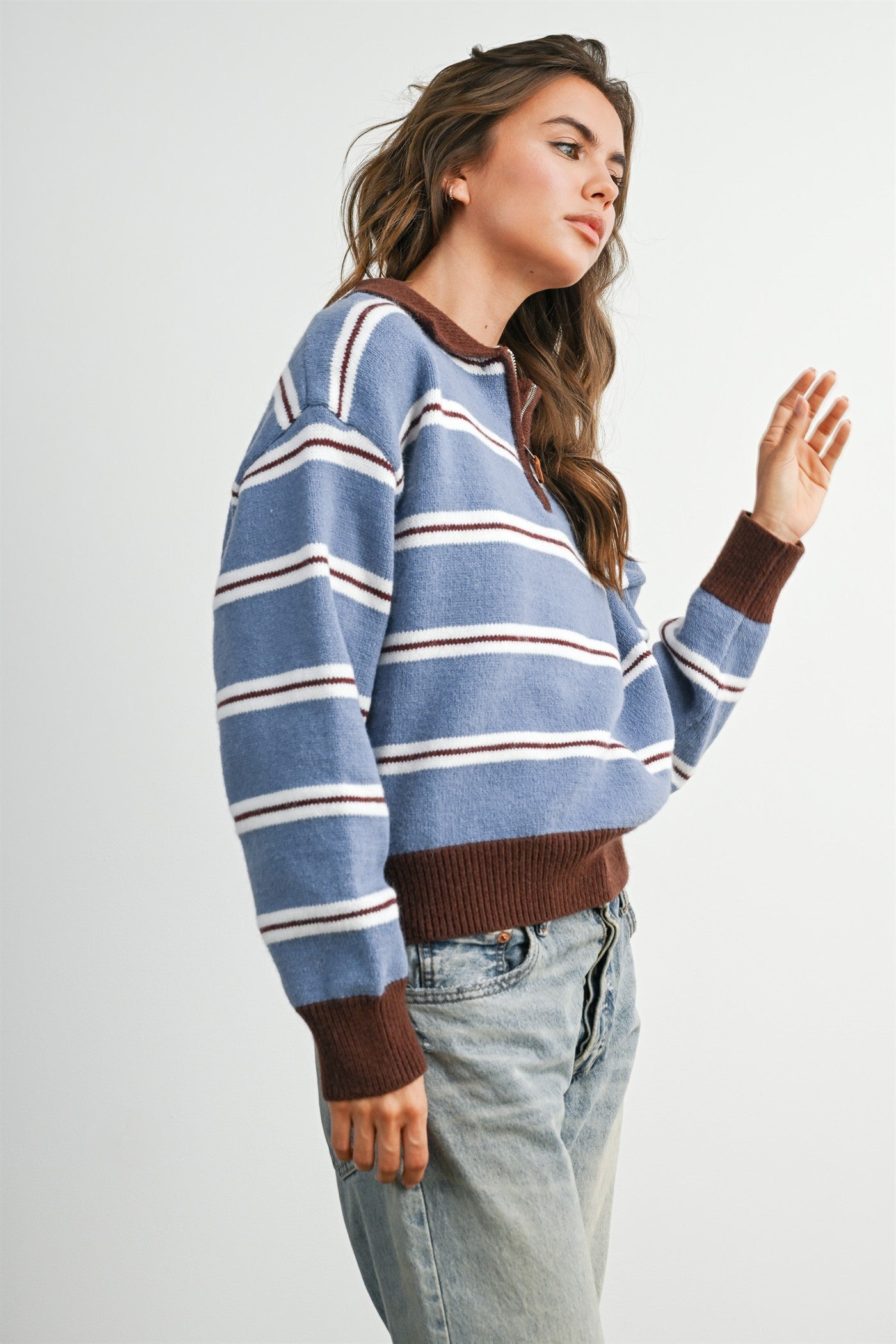 Retro Stripe Quarter Zip