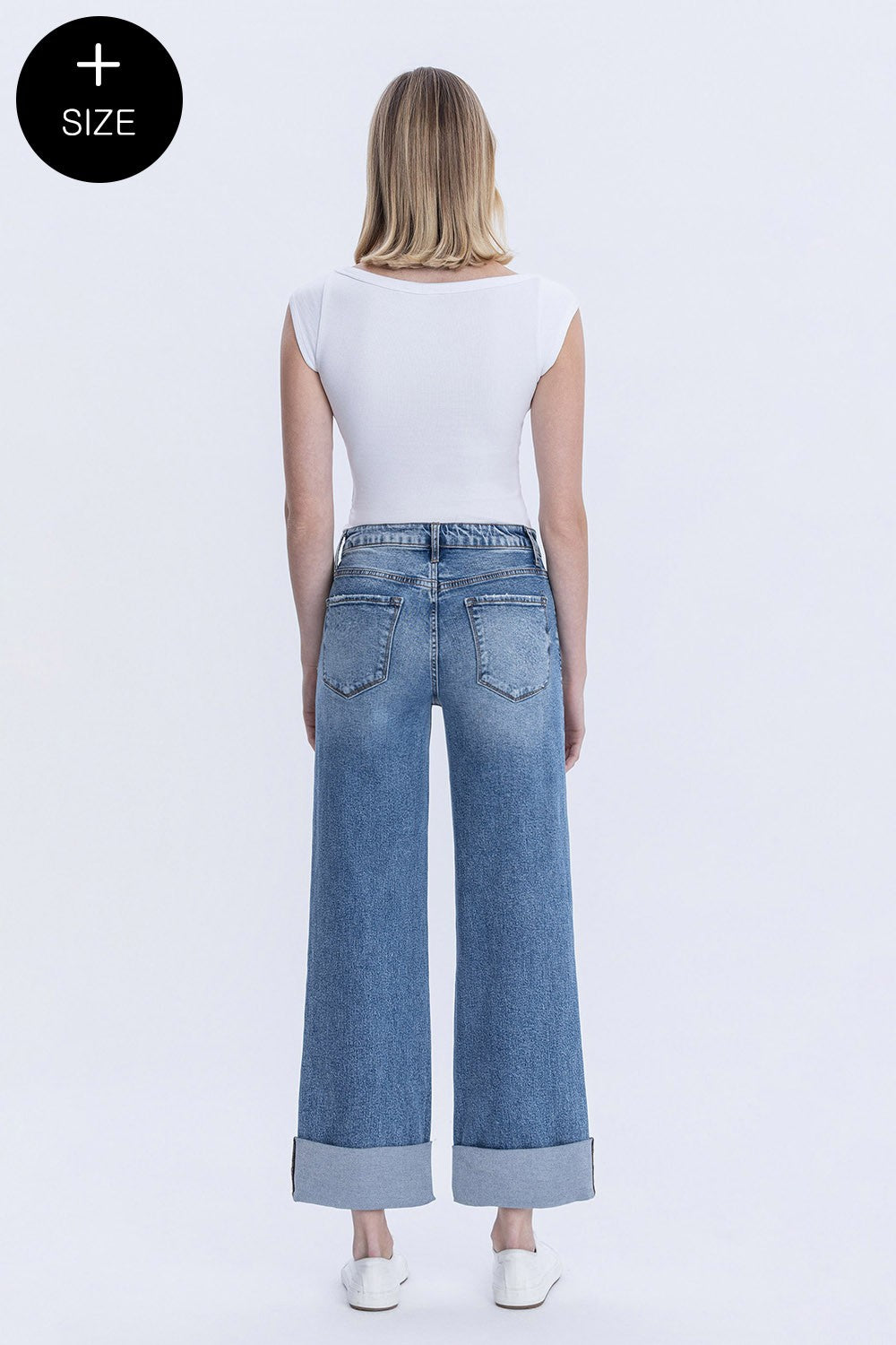 PLUS Rosy High Rise Cuffed Baggy Wide Jean by Lovervet