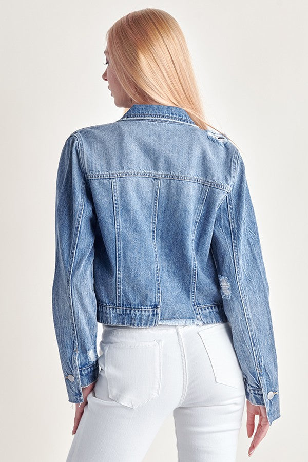 Uneven Hem Denim Jacket