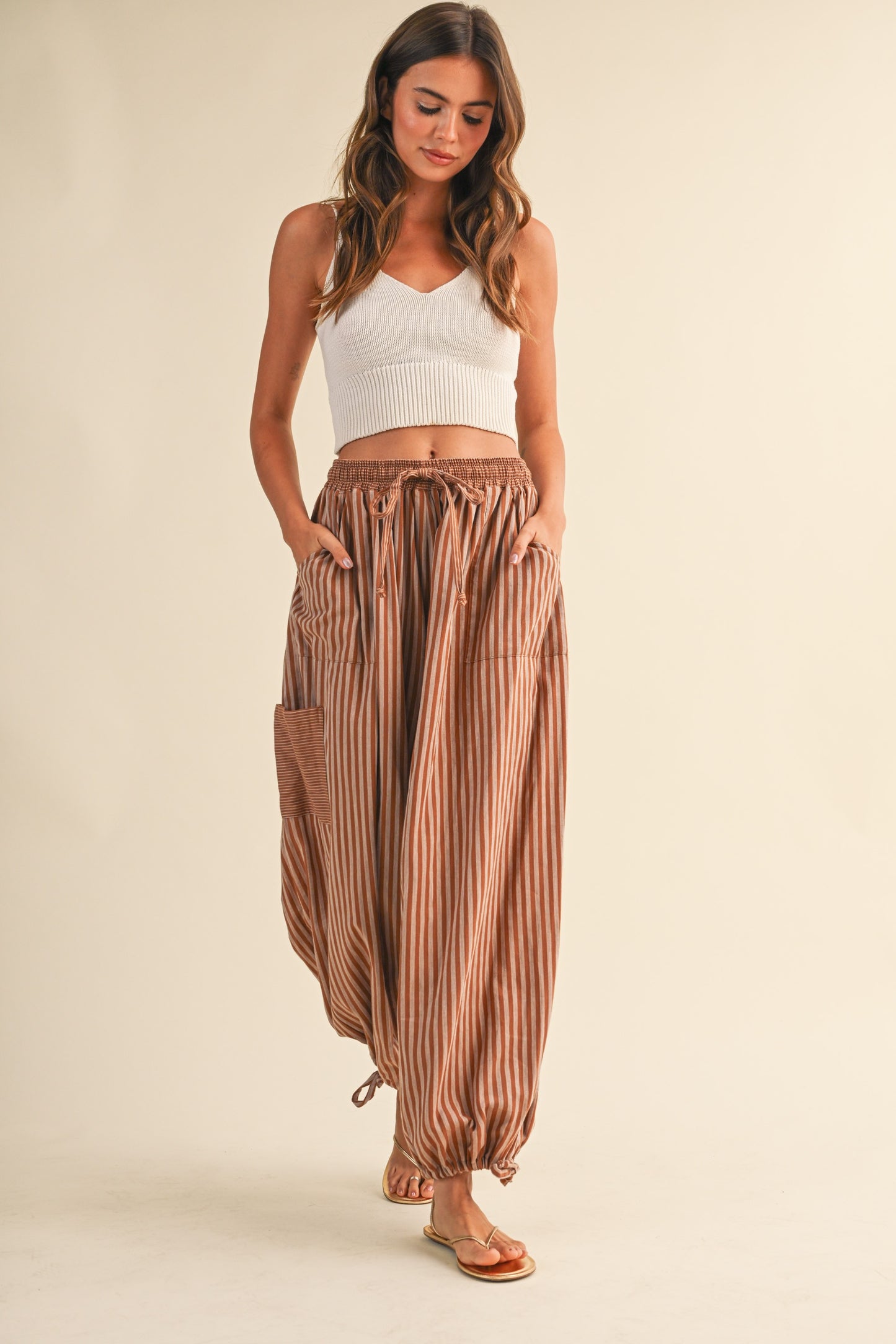 Wilde Striped Gauze Balloon Pants