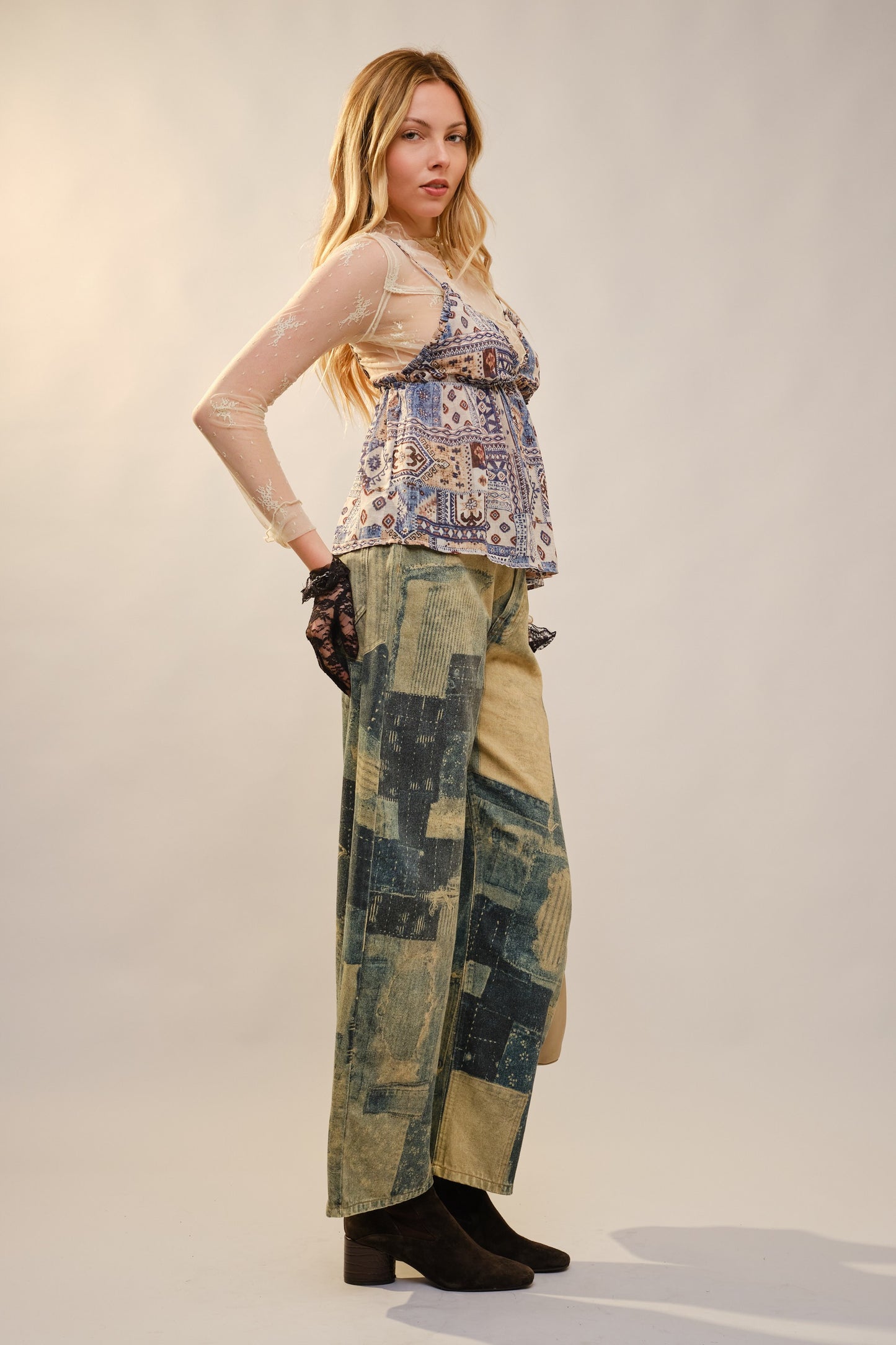 Bandana Print Frill Edge Strap Tank
