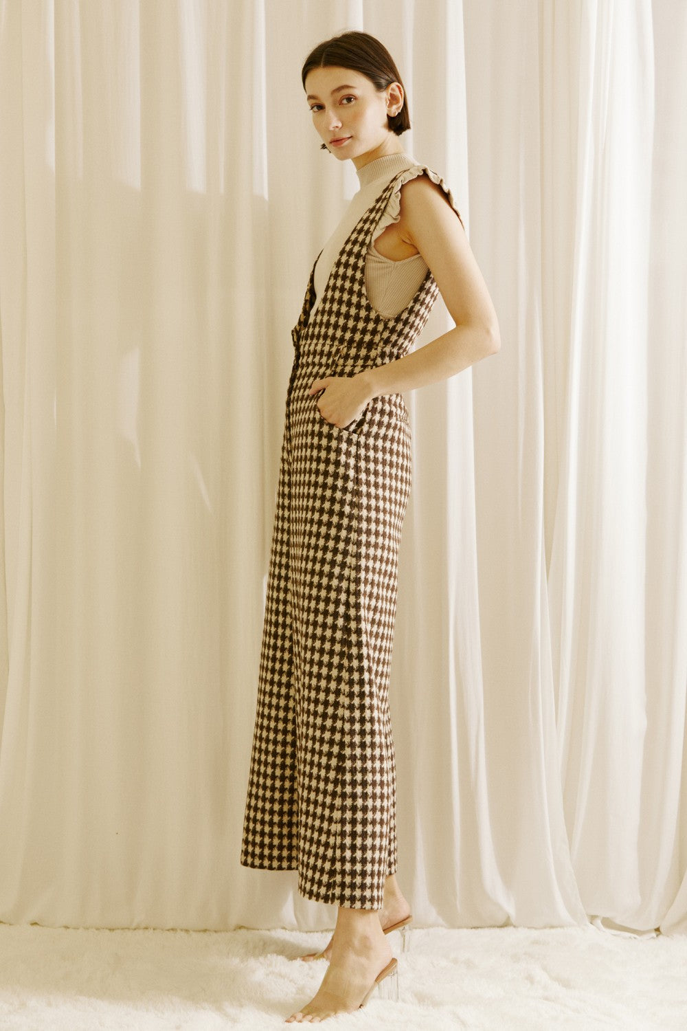Houndstooth Tweed Jumpsuit