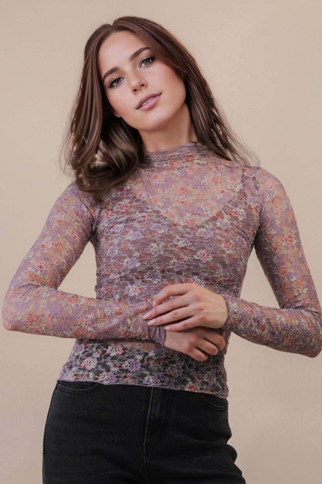Floral Mesh Lace Top