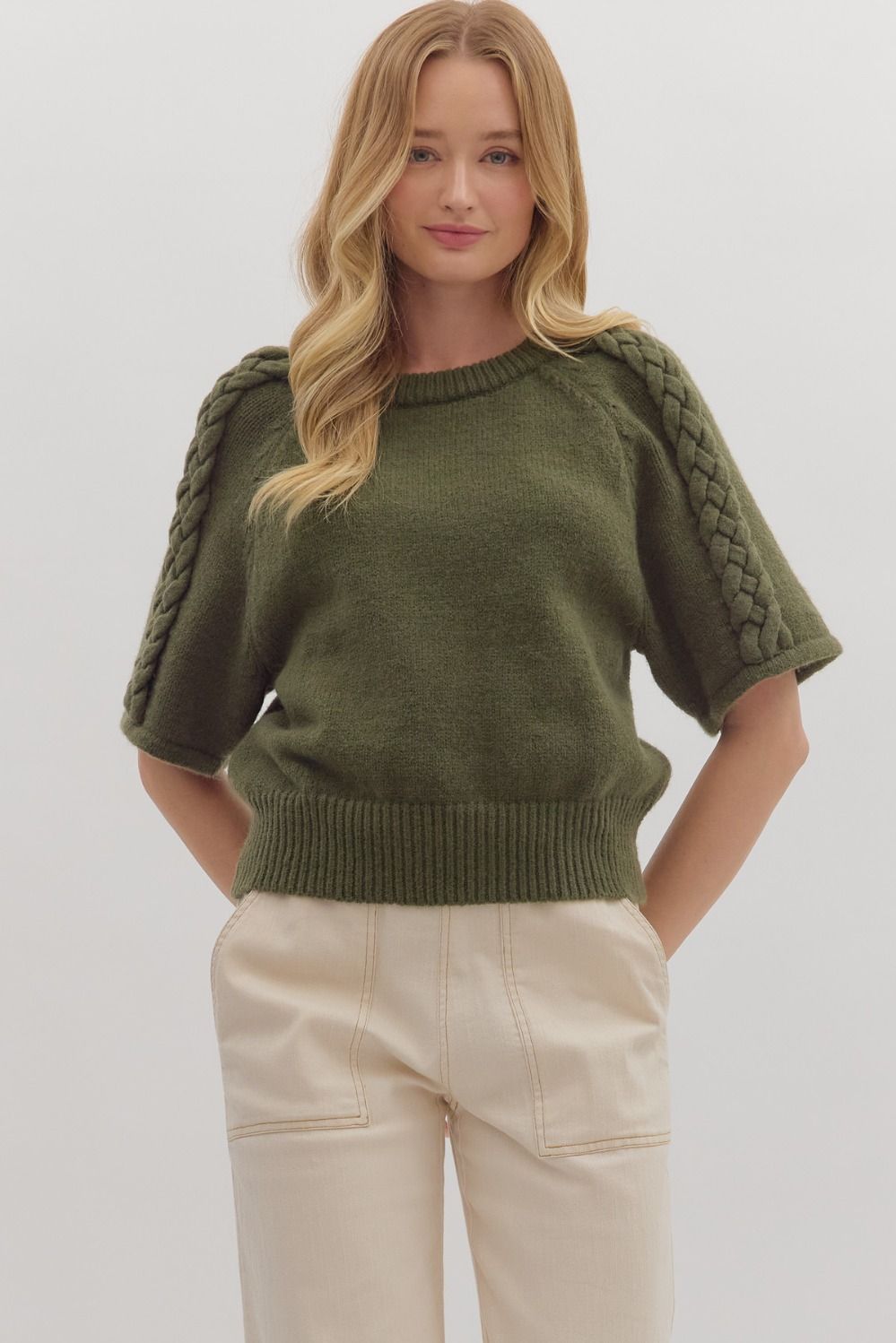Braided Sleeve Sweater