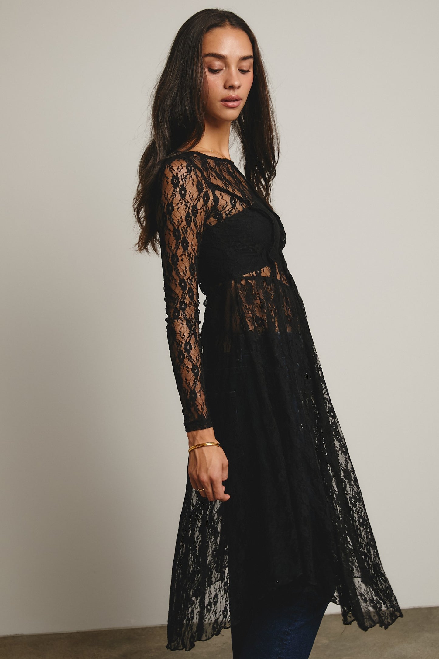 Sheer Lace Layering Dress