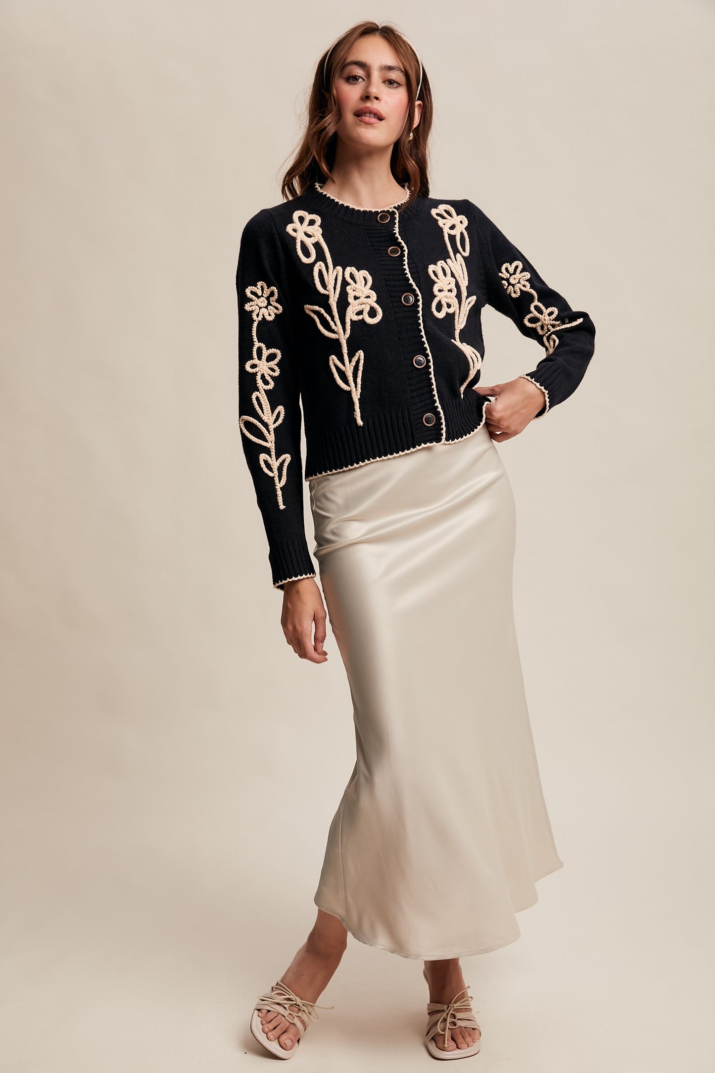 Vera Embroidered Floral Knit Cardi