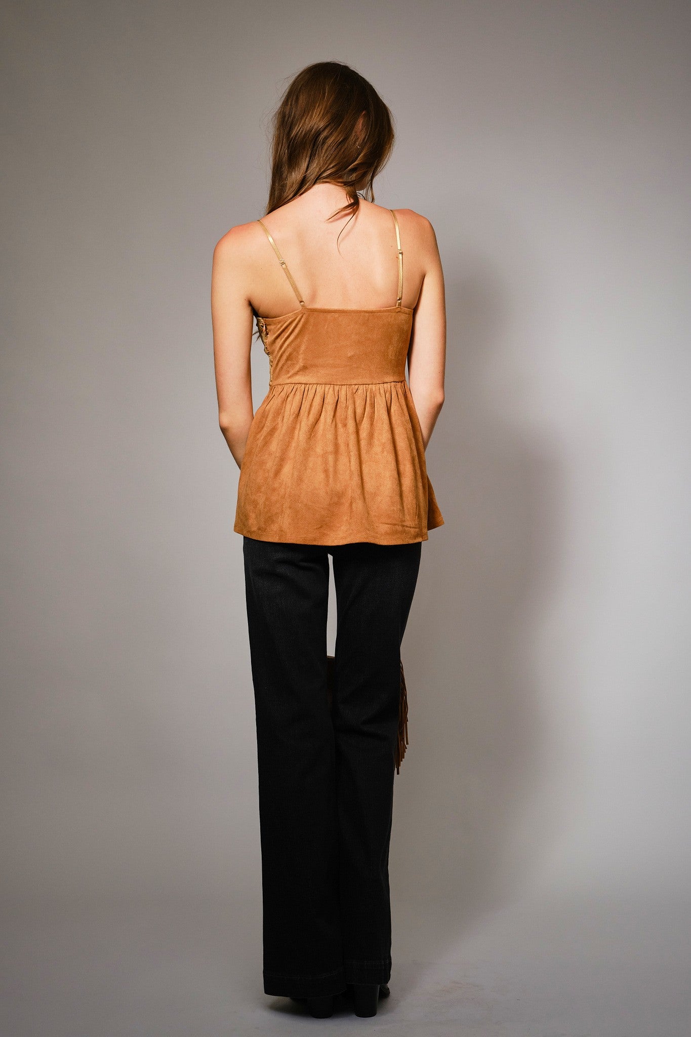 Lace Bralette Faux Suede Top