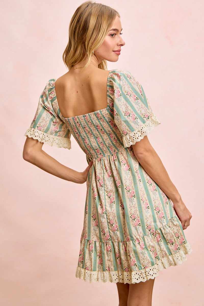 Saylor Floral & Lace Dress