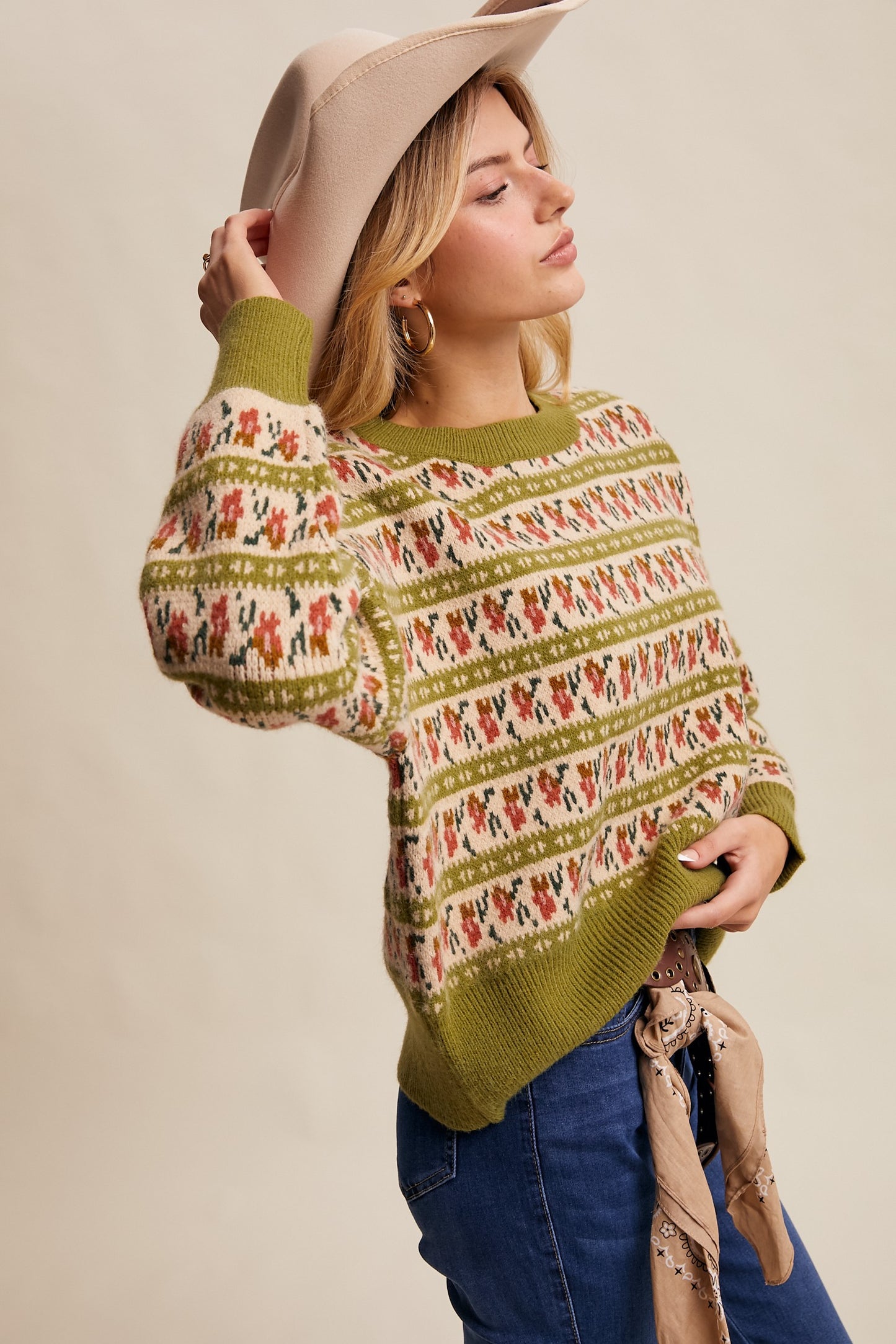 Western Jacquard Knit Sweater
