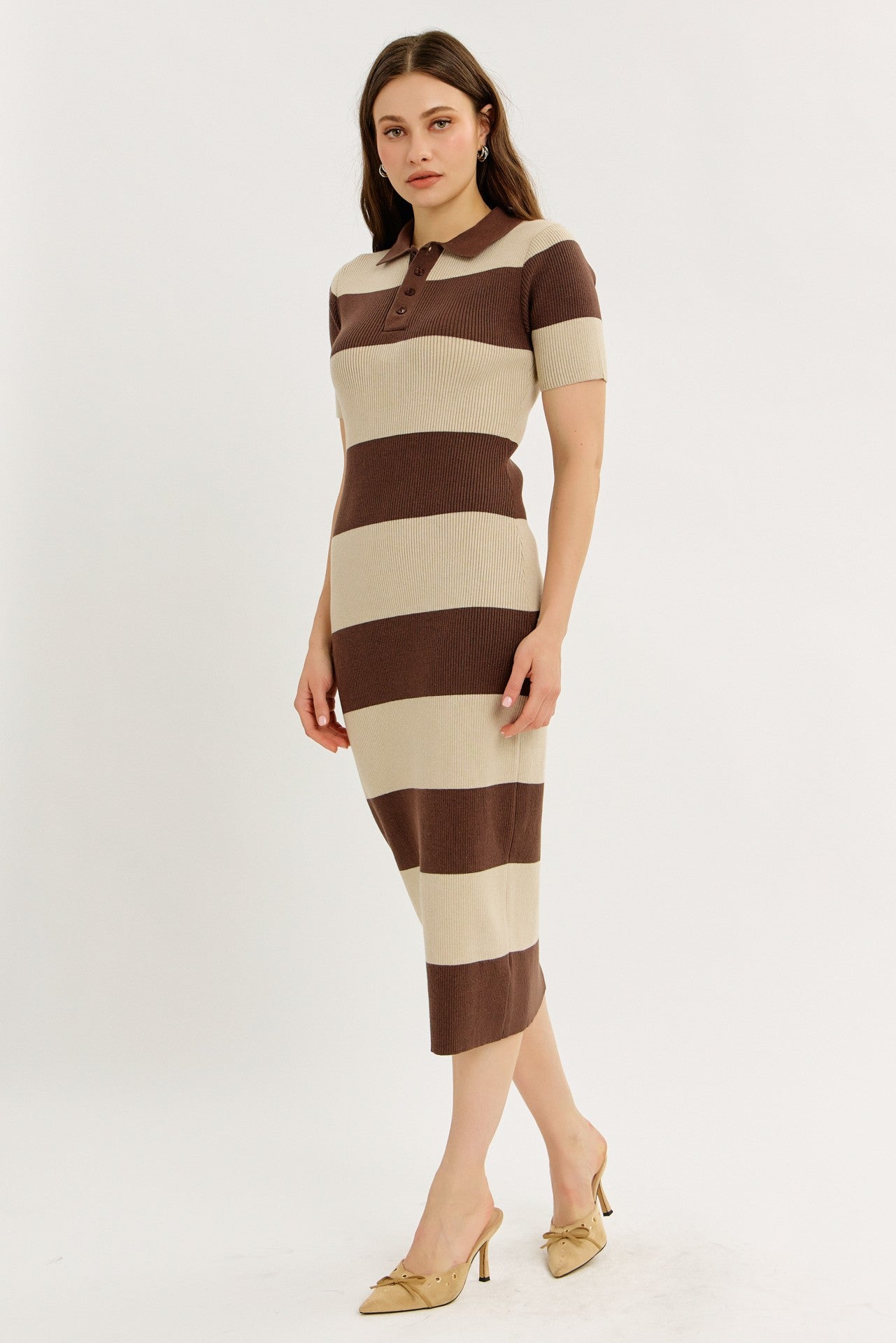 Stripe Polo Sweater Dress