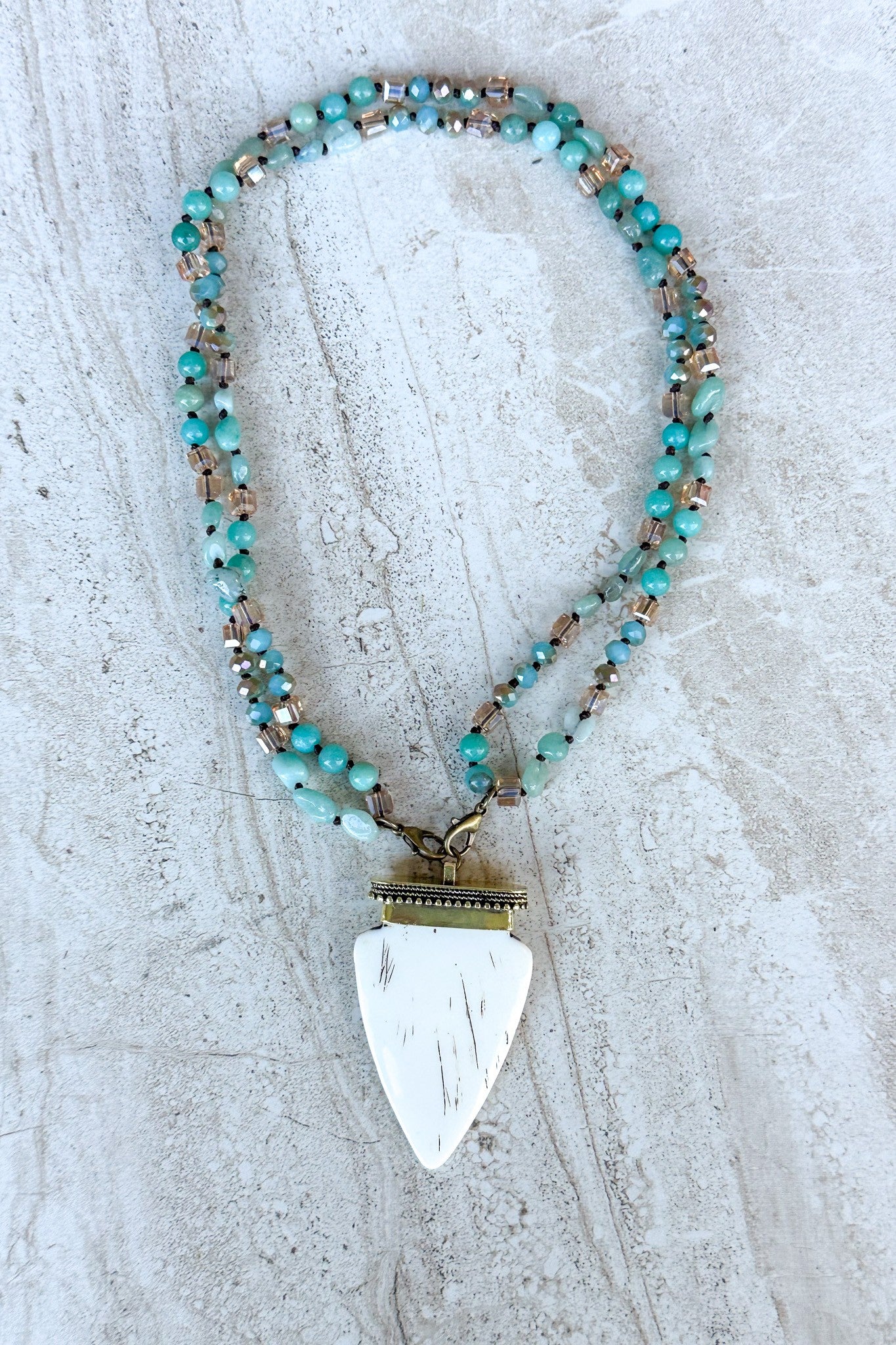 Collective Beaded & Bronze Short/Long Necklace- Charm Bar