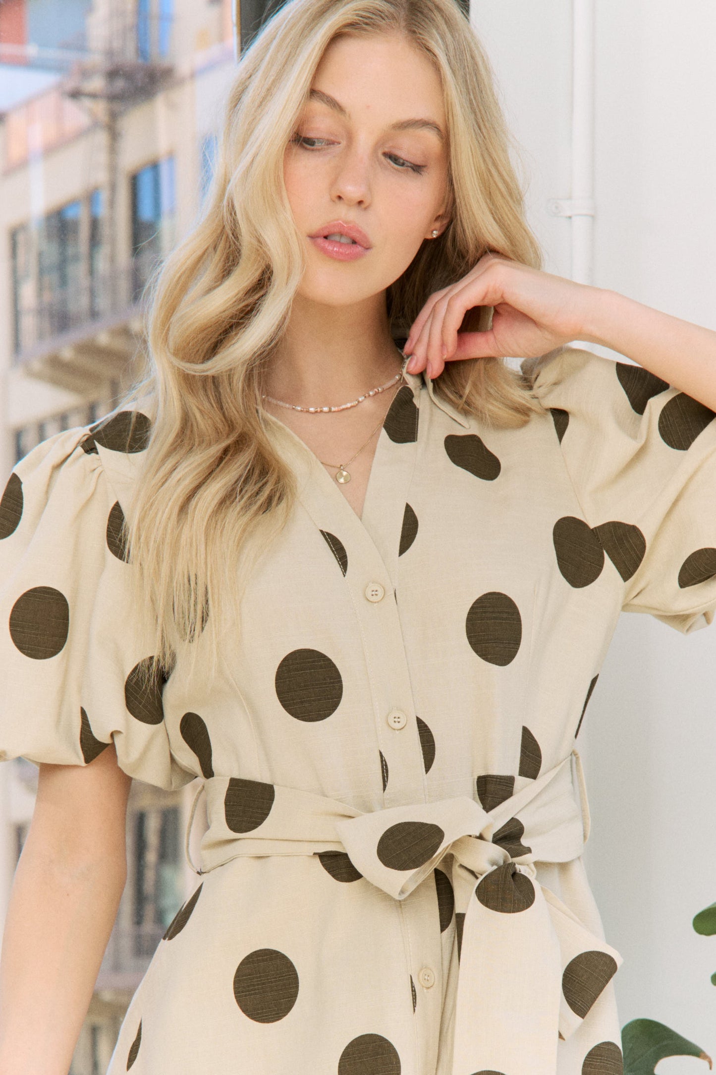 PLUS Polka Dot Maxi Shirt Dress