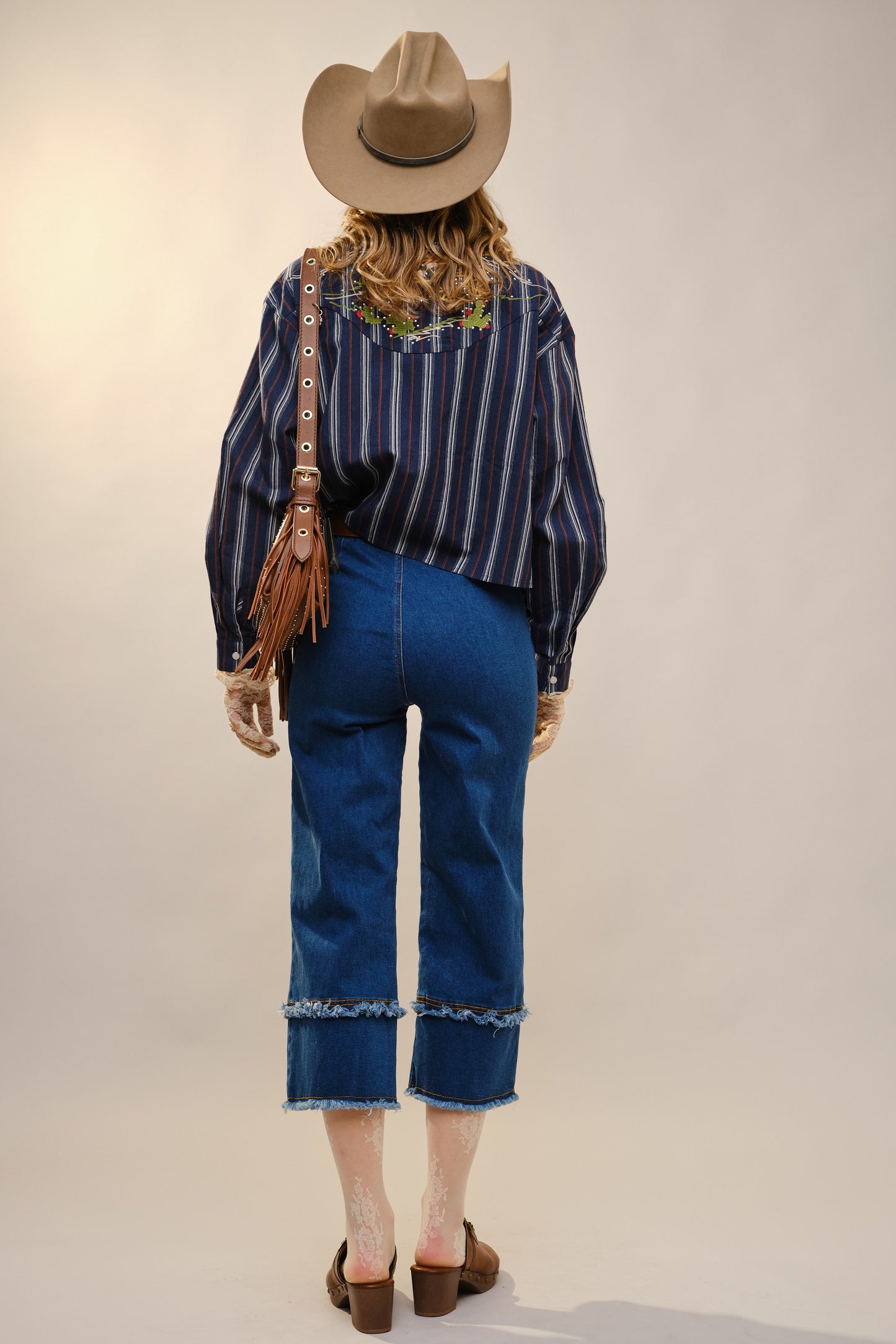 Embroidered Western Yoke Striped Shirt