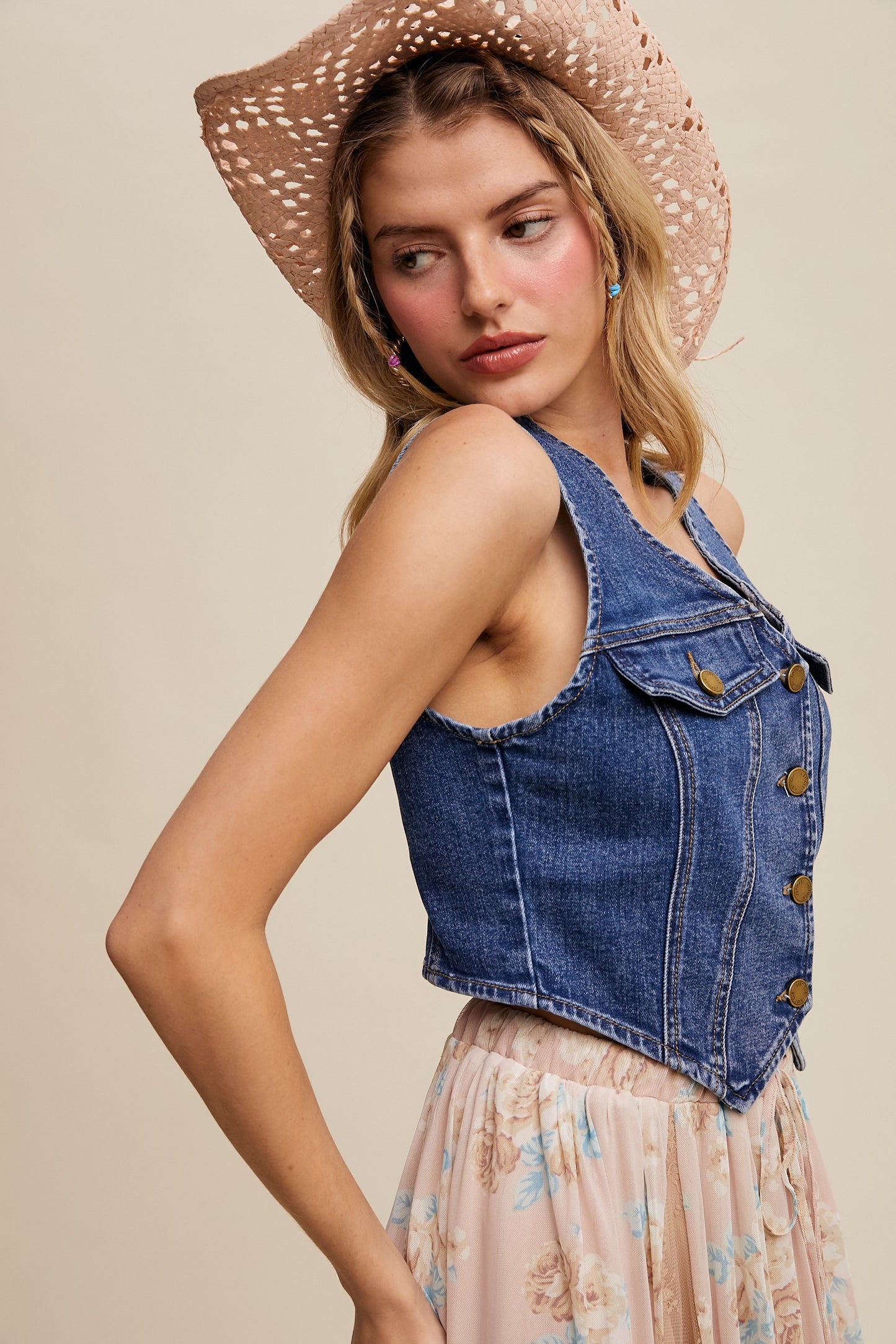 Lennon Vintage Inspired Denim Vest