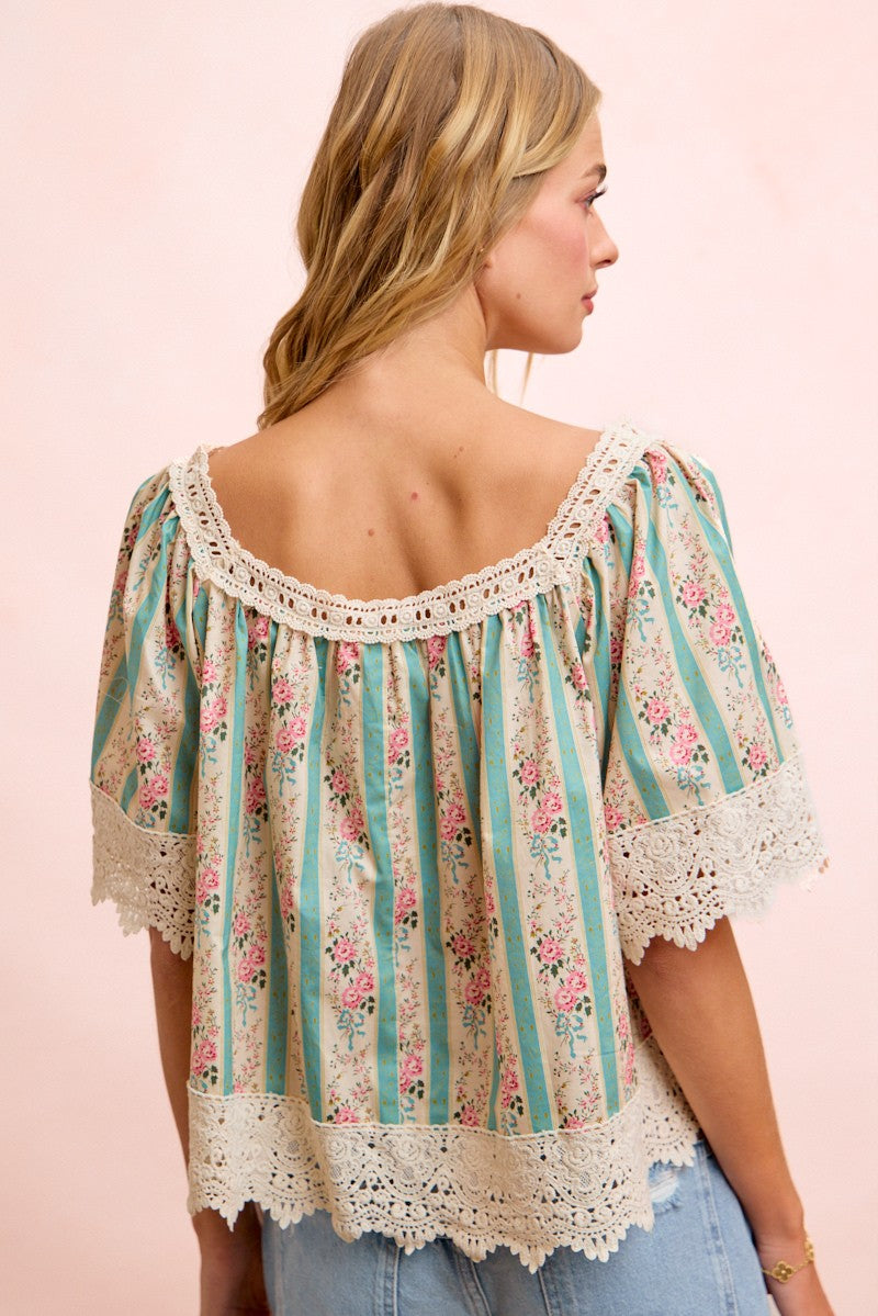 Saylor Floral & Lace Top