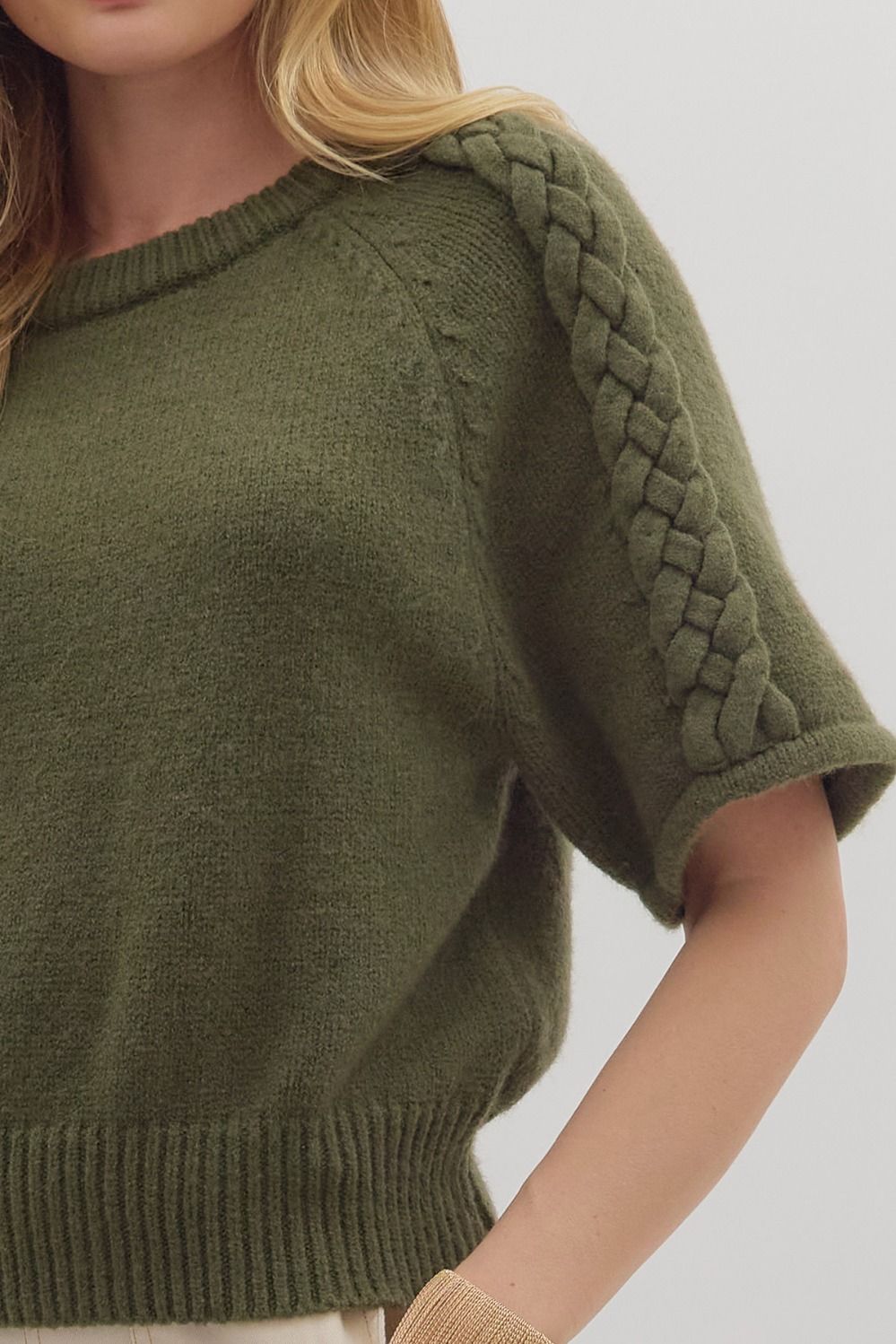 Braided Sleeve Sweater