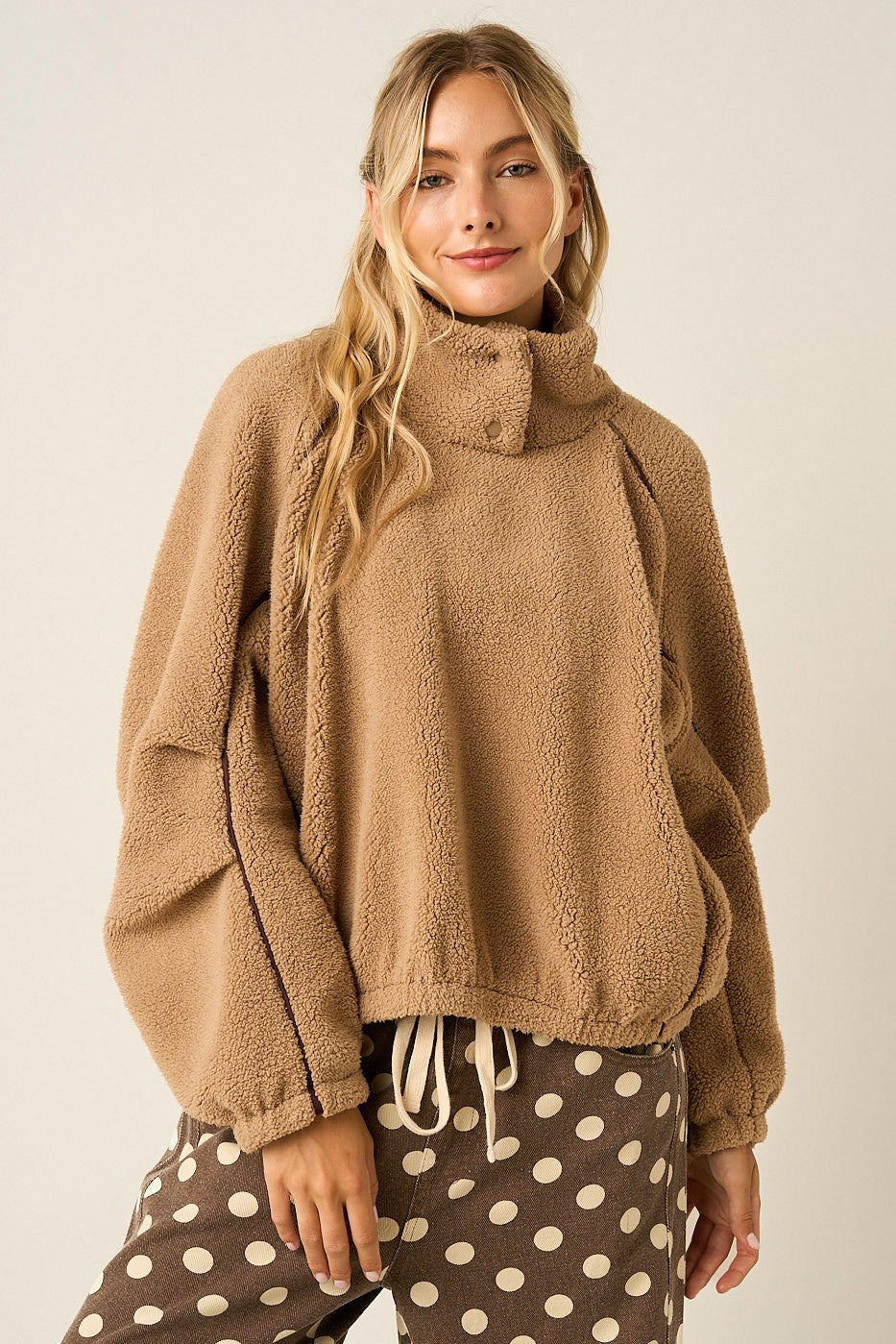 Sherpa Fleece Snap Neck Pullover