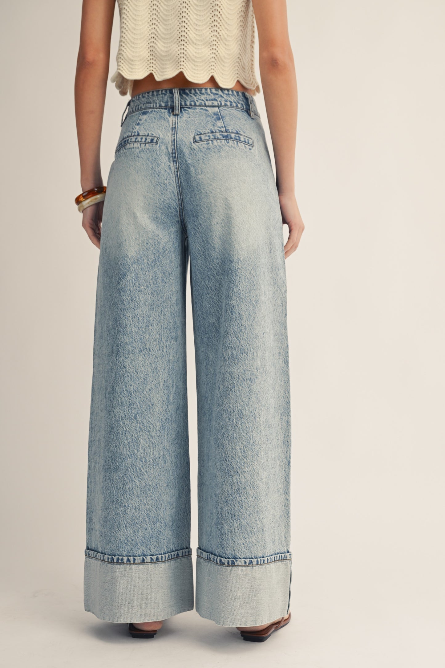 Trouser Cuffed Denim Pants