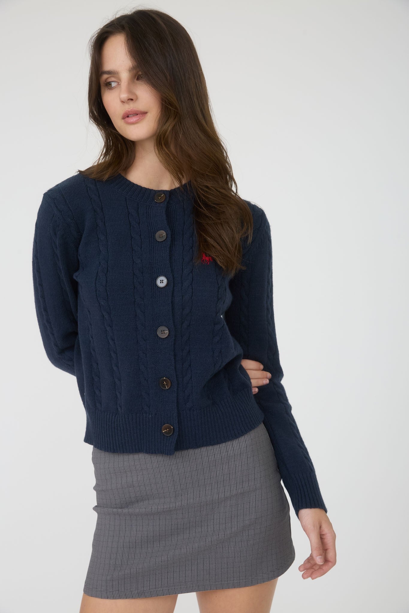 Horse Embroidered Cable Knit Cardi