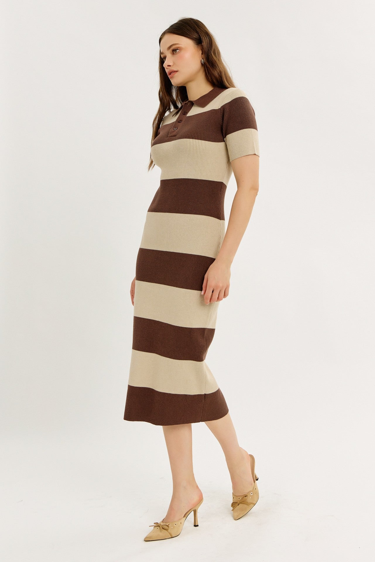 Stripe Polo Sweater Dress