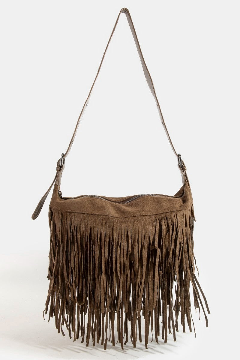 Fringe Suede Shoulder Bag