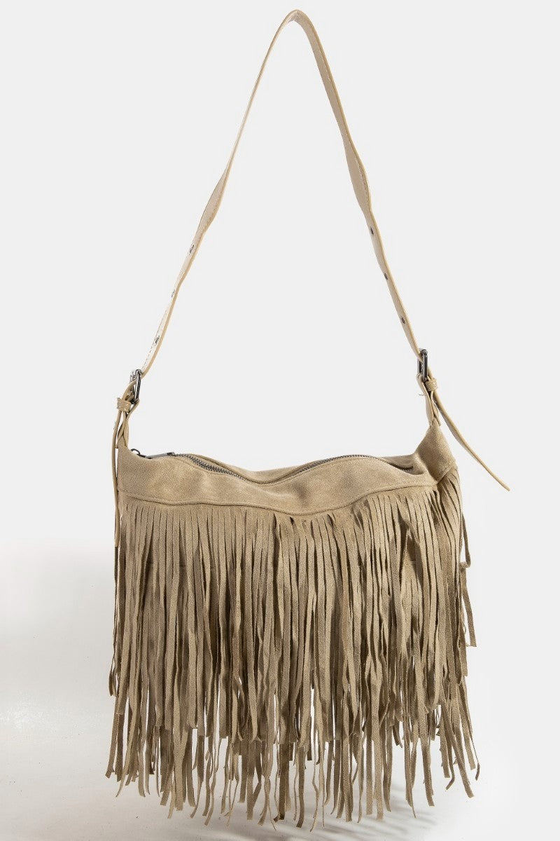 Fringe Suede Shoulder Bag