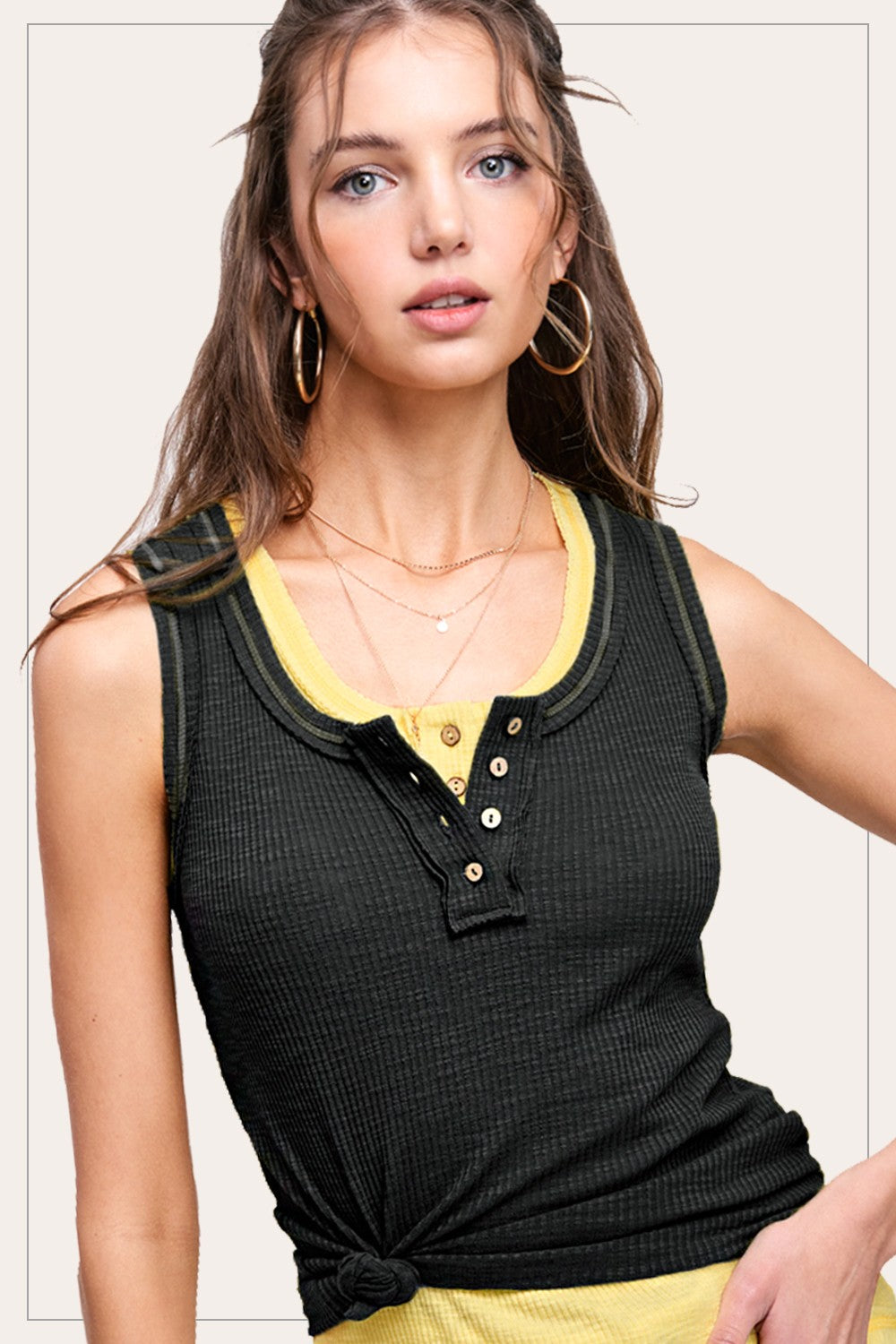 Alanna Ribbed Henley Tankl