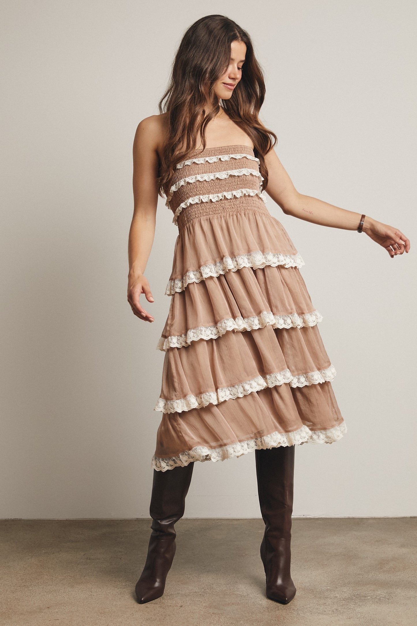 Smocked Lace Trim Skirt/Dress