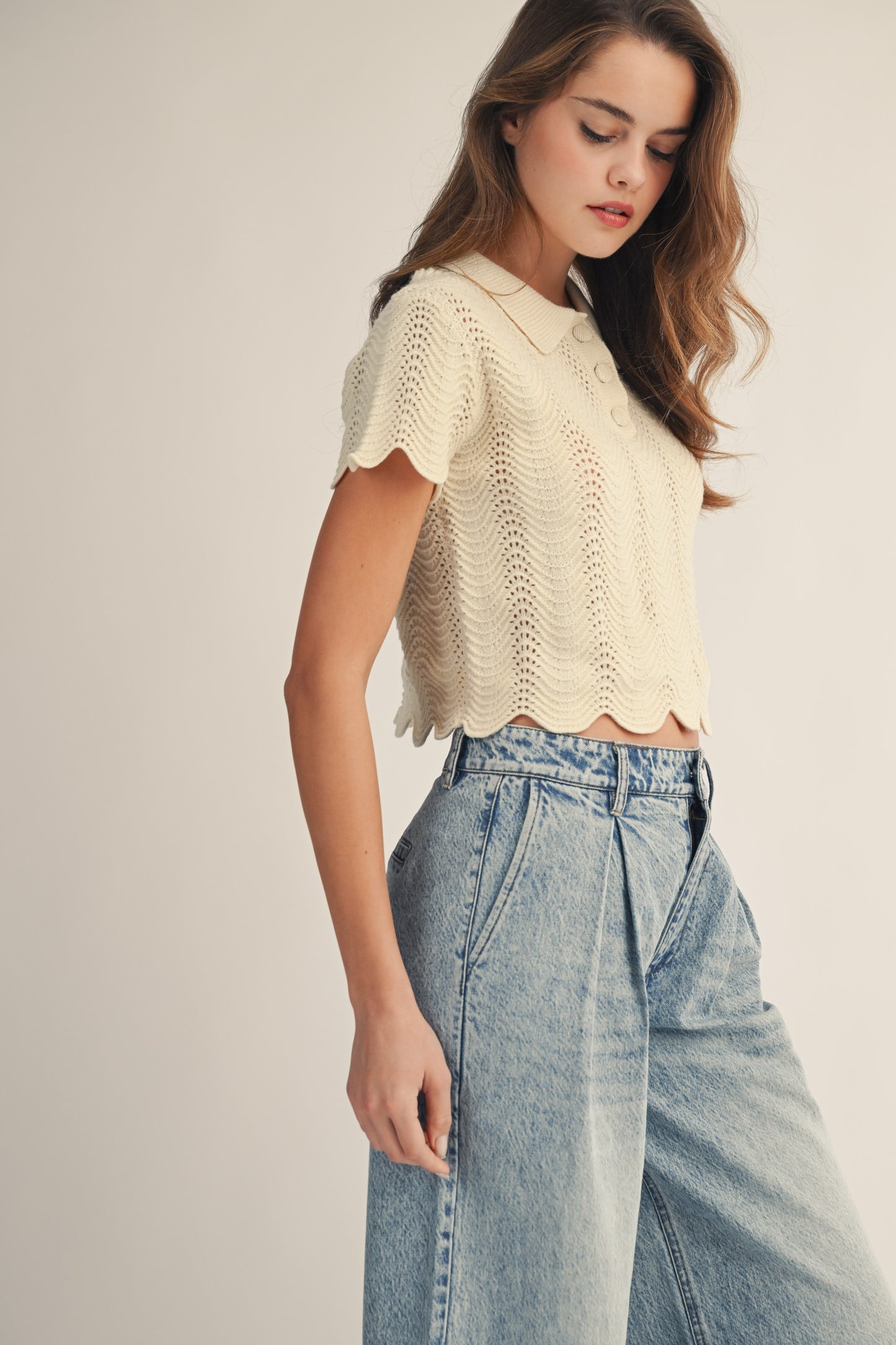 Trouser Cuffed Denim Pants