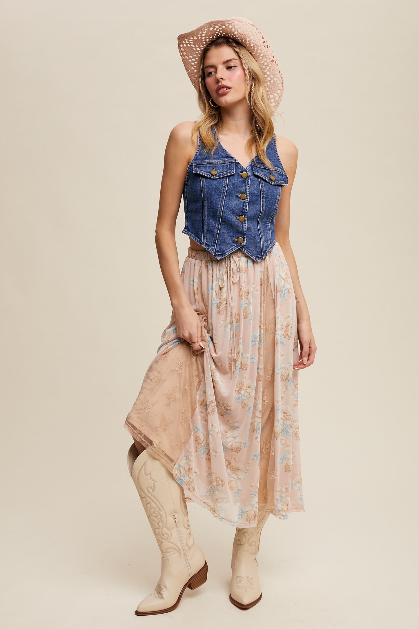 Lennon Vintage Inspired Denim Vest