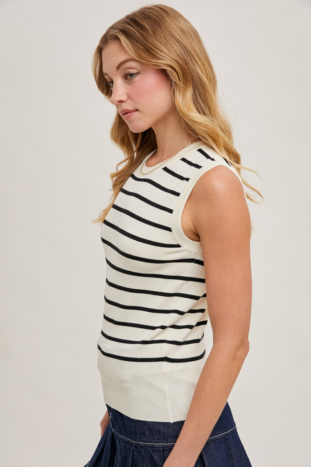 Striped Muscle Knit Tank