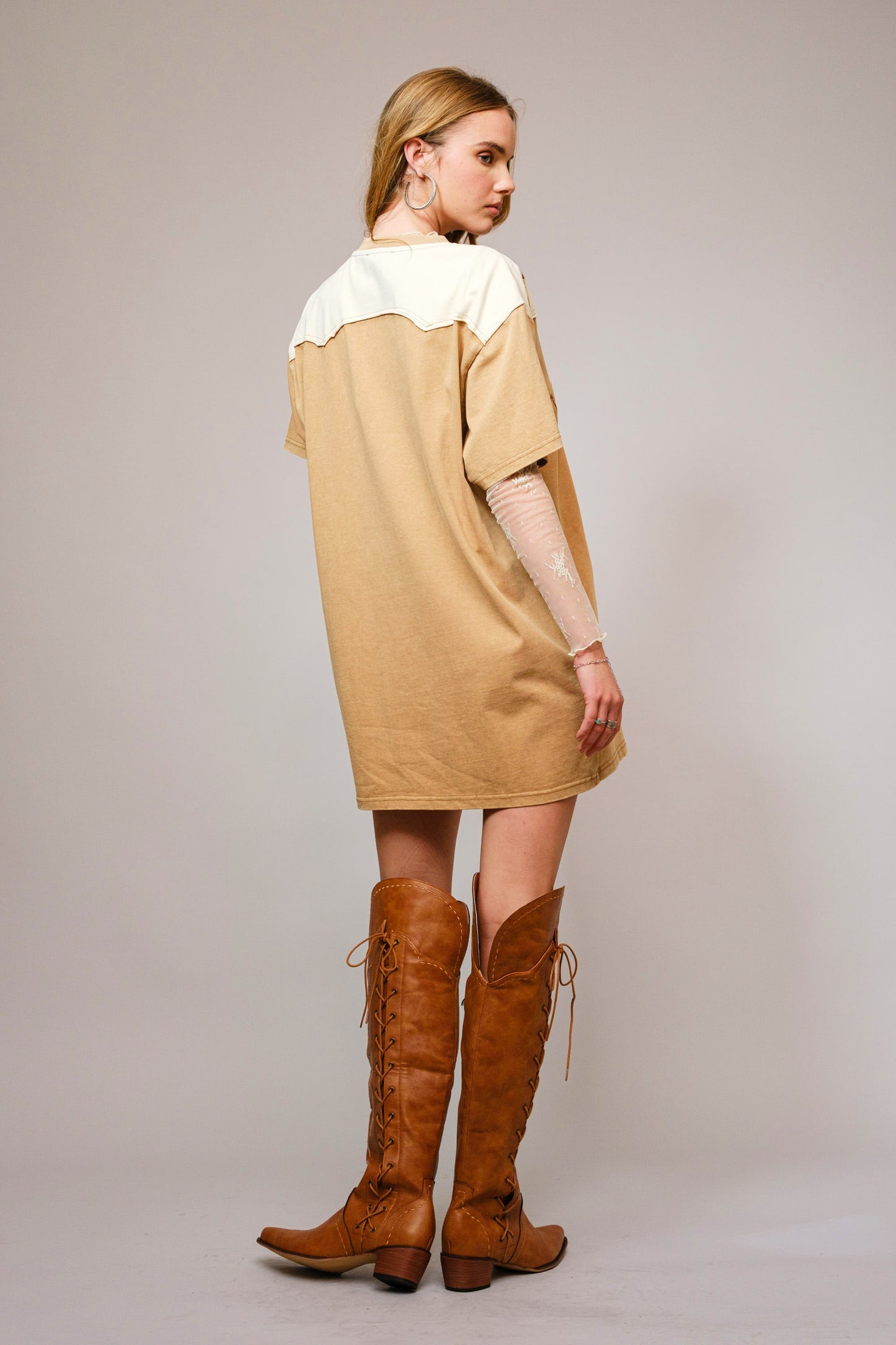 Embroidered Western T Shirt Dress