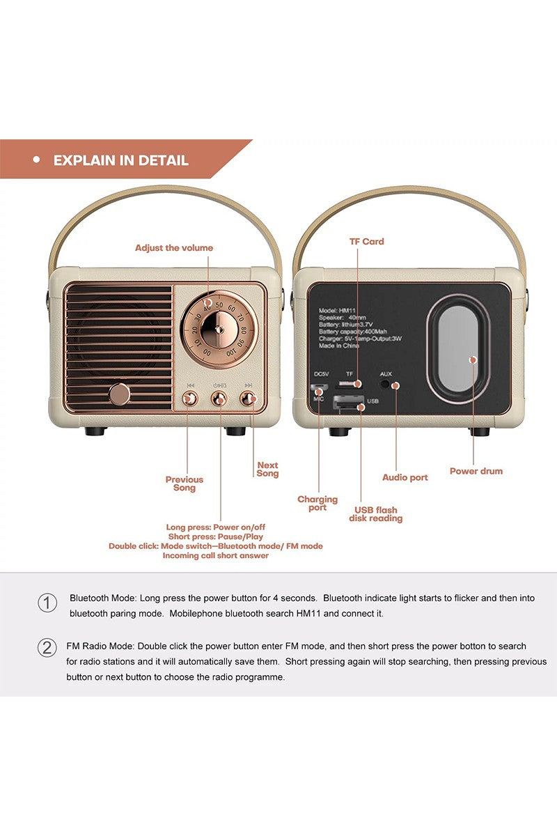 Retro Mini Wireless Bluetooth Speaker