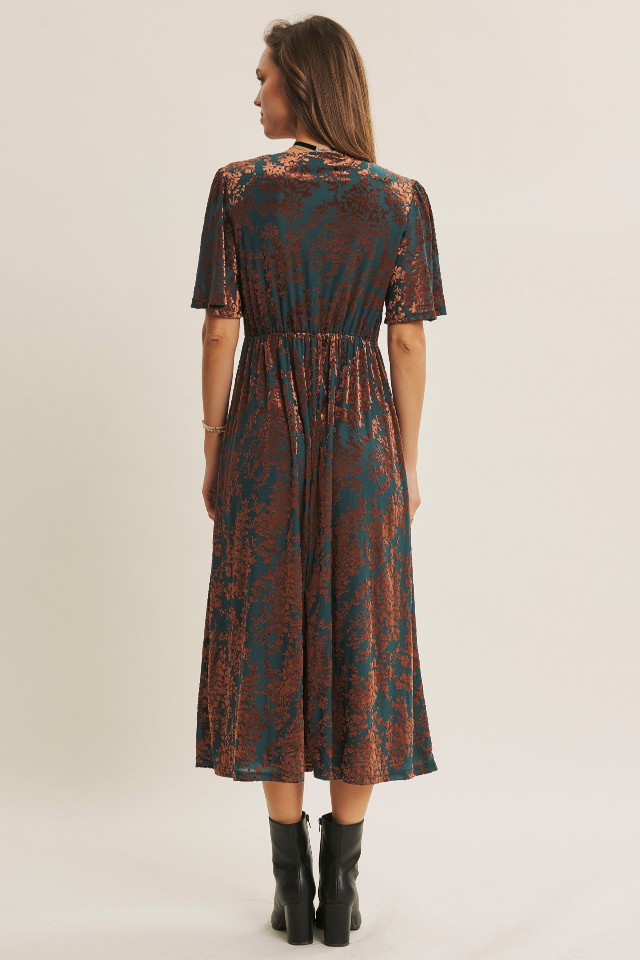 Luxurious Velvet Burnout Floral Dress