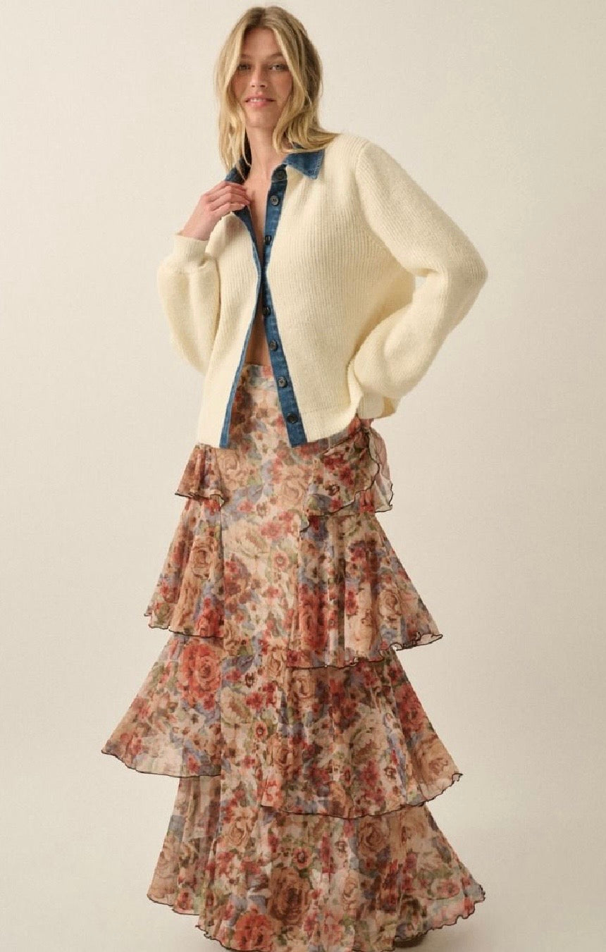 Kaylee Floral Mesh Maxi Skirt