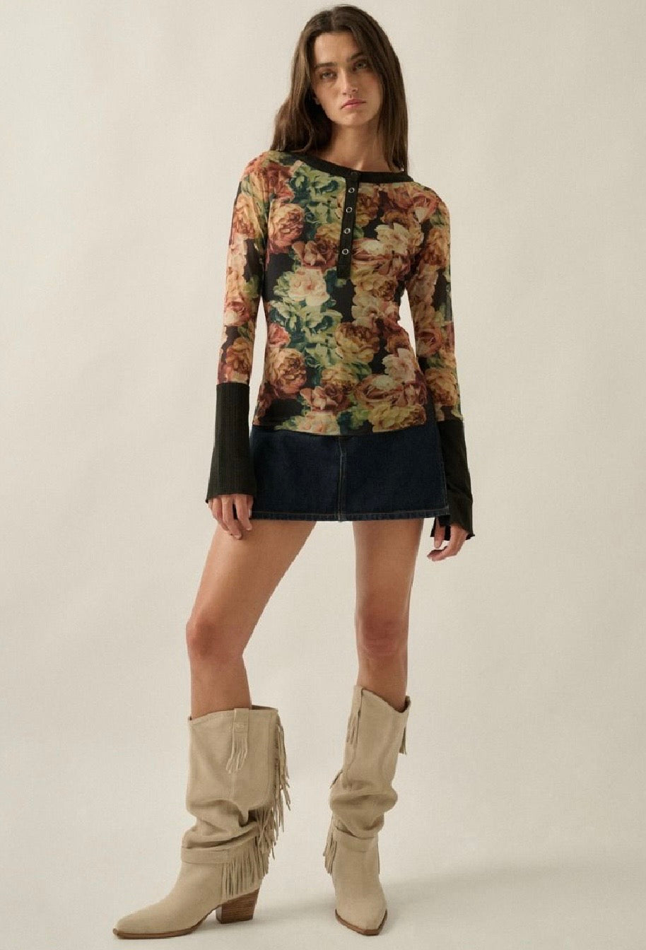 Betty Floral Mesh Top