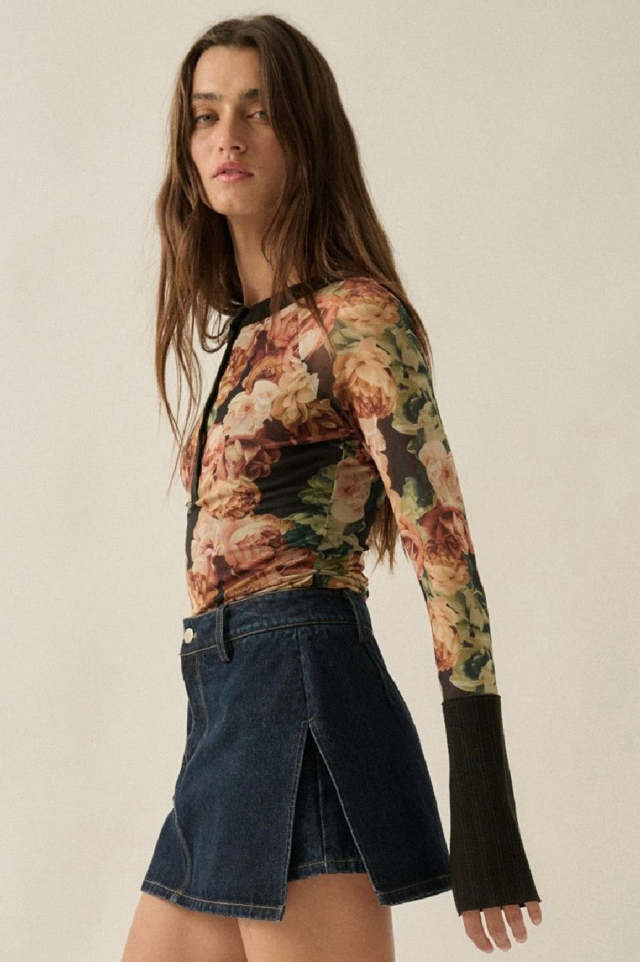 Betty Floral Mesh Top