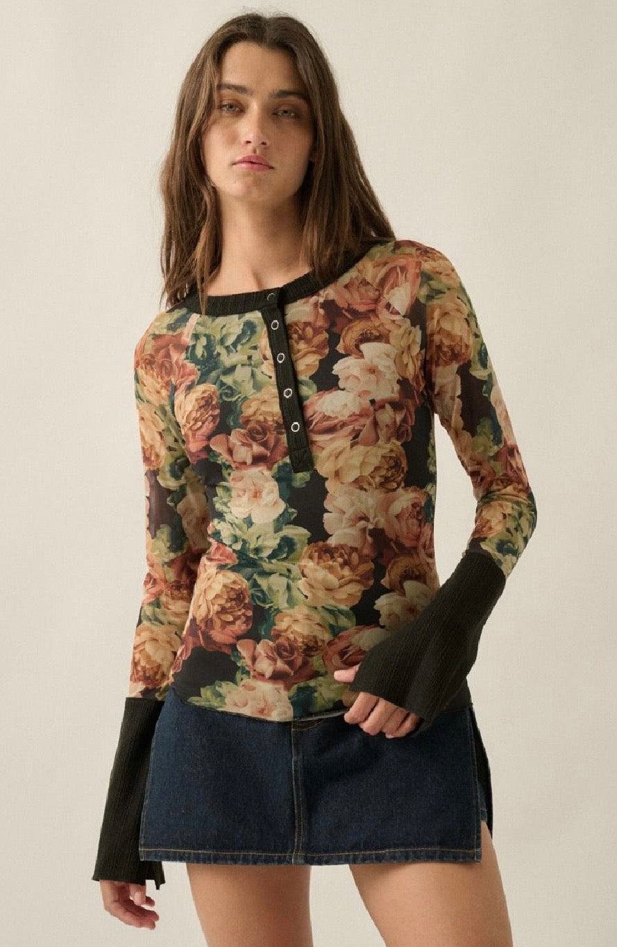 Betty Floral Mesh Top
